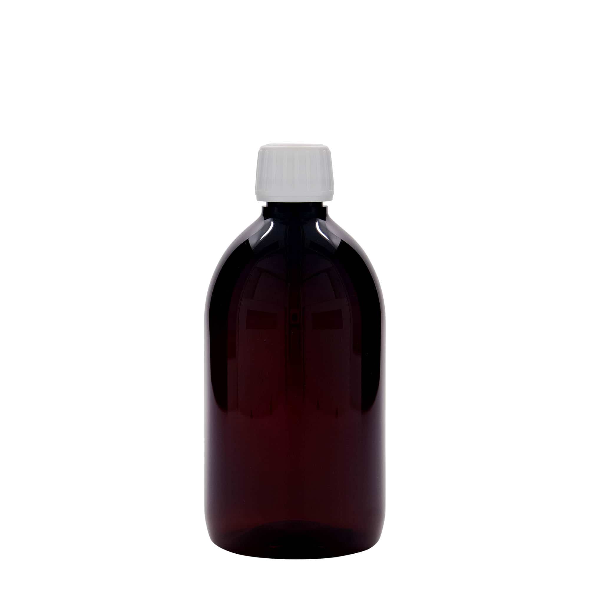 500 ml φιάλη ιατρικού PET, καφέ, πλαστικό, στόμιο: PP 28