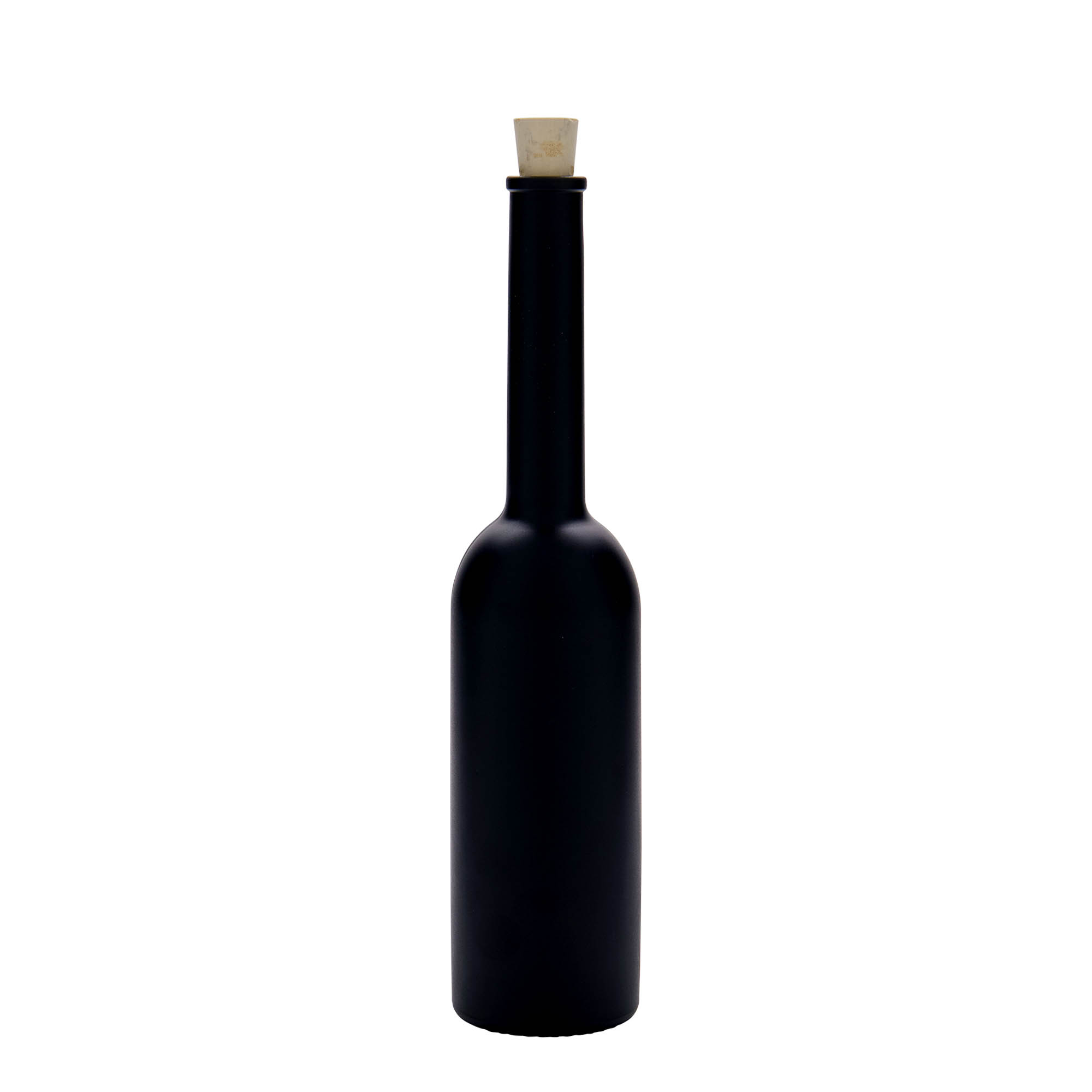 200 ml γυάλινο μπουκάλι 'Όπερα', μαύρο, στόμιο: φελλός
