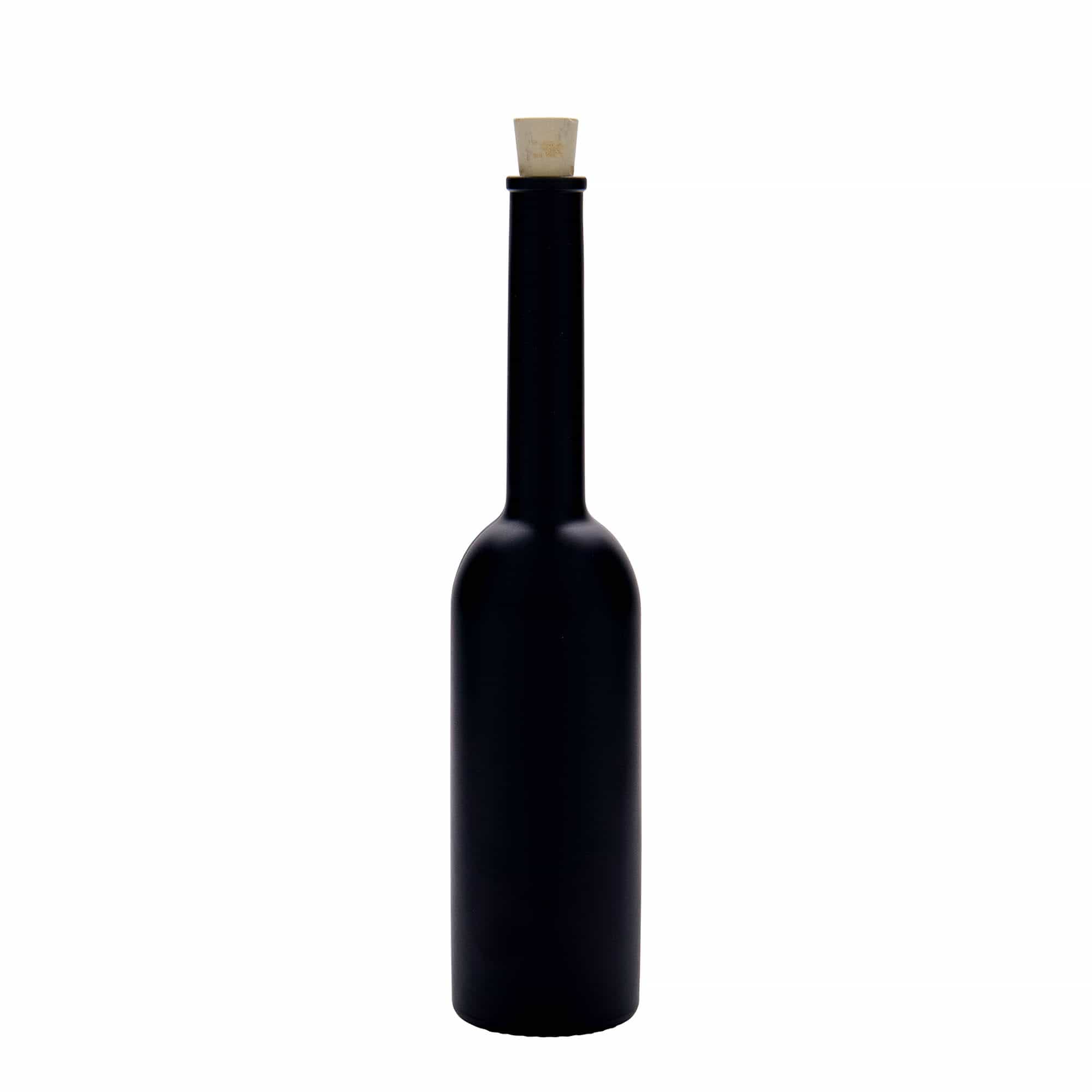 200 ml γυάλινο μπουκάλι 'Όπερα', μαύρο, στόμιο: φελλός