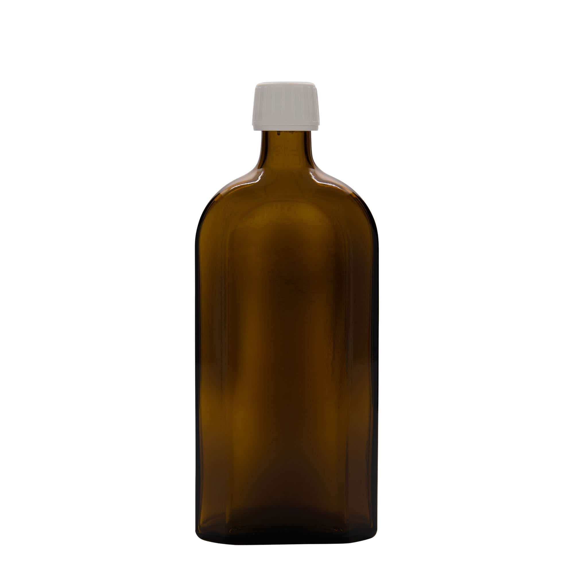 Μπουκάλι φαρμάκου 'Meplat' 500 ml, οβάλ, γυάλινο, καφέ, στόμιο: PP 28