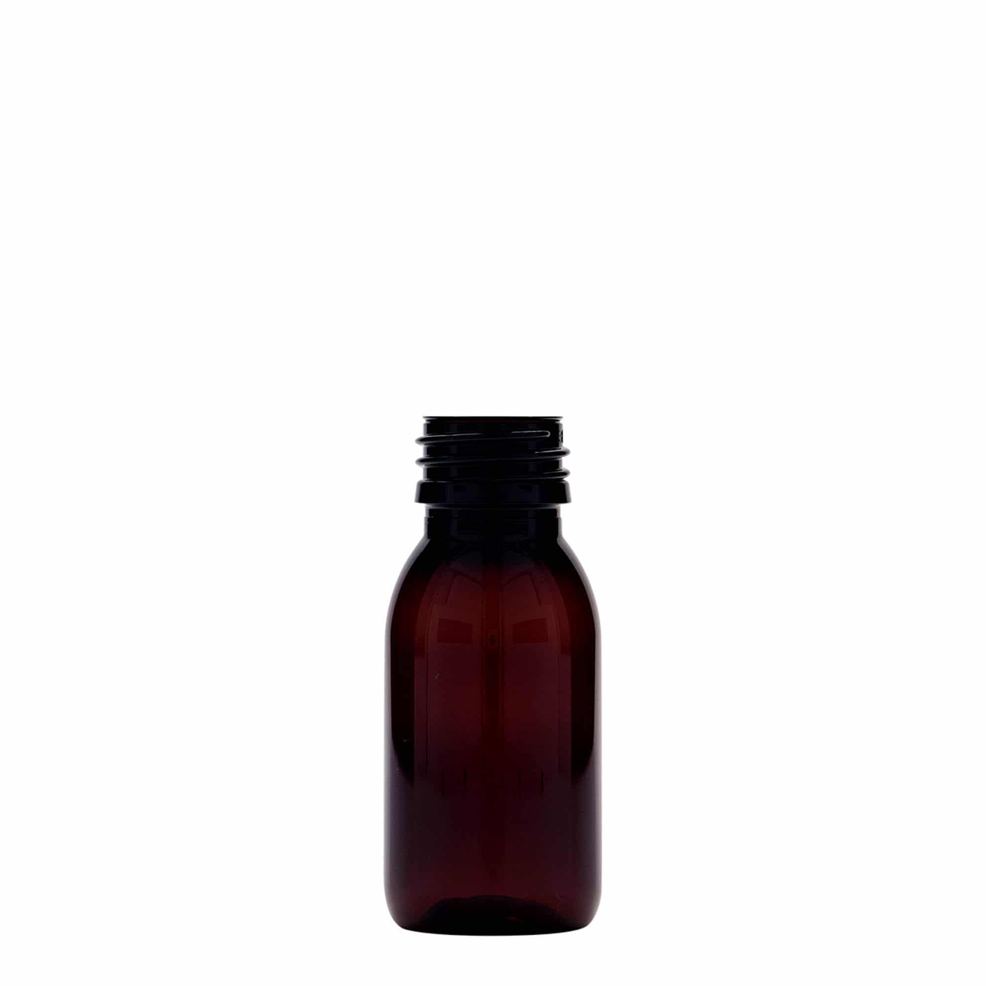 60 ml φιαλίδιο φαρμάκου PET, καφέ, πλαστικό, στόμιο: PP 28