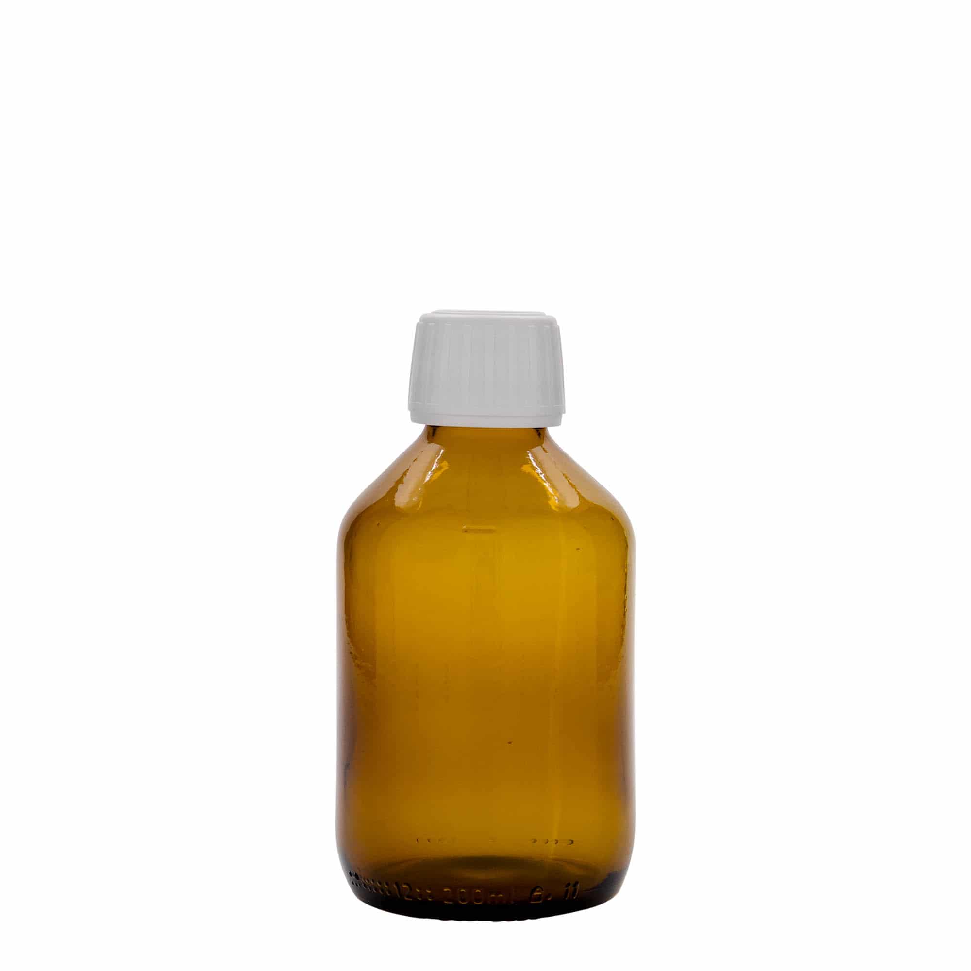 200 ml φιαλίδιο φαρμάκου, καφέ, γυαλί, στόμιο: PP 28