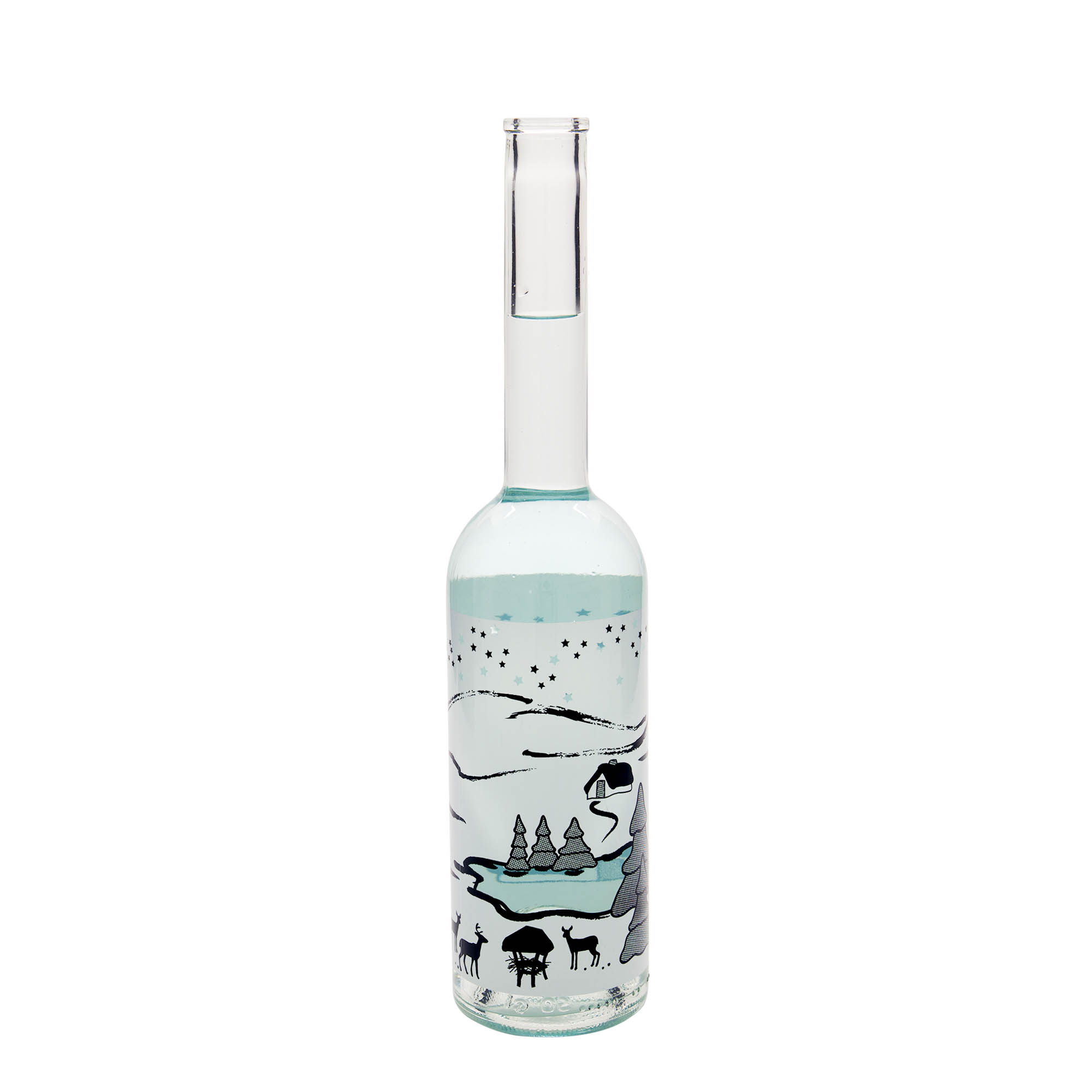500 ml γυάλινο μπουκάλι 'Opera', σχέδιο: Wintertraum-Bianco, στόμιο: φελλός