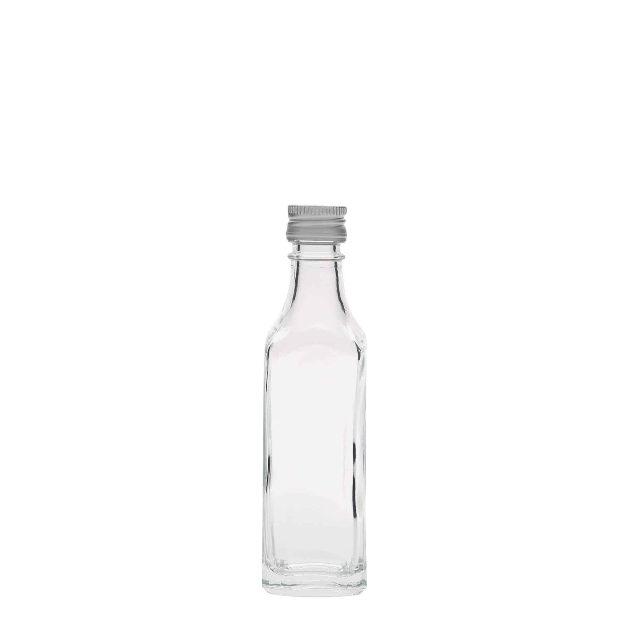 Γυάλινο μπουκάλι 'Siena' 50 ml, τετράγωνο, στόμιο: PP 18