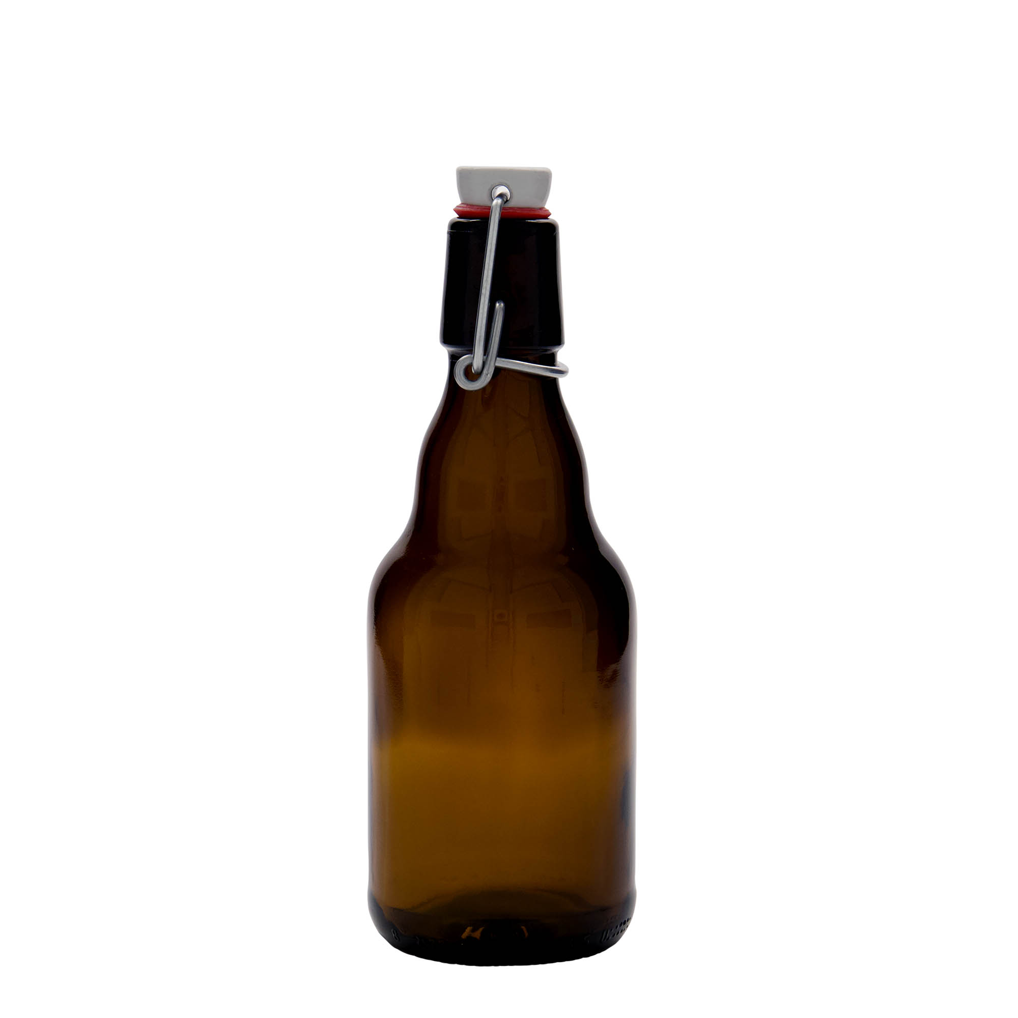 330 ml μπουκάλι μπύρας 'Steinie', γυαλί, καφέ, στόμιο: κλείσιμο με μεταλλικό κλιπ