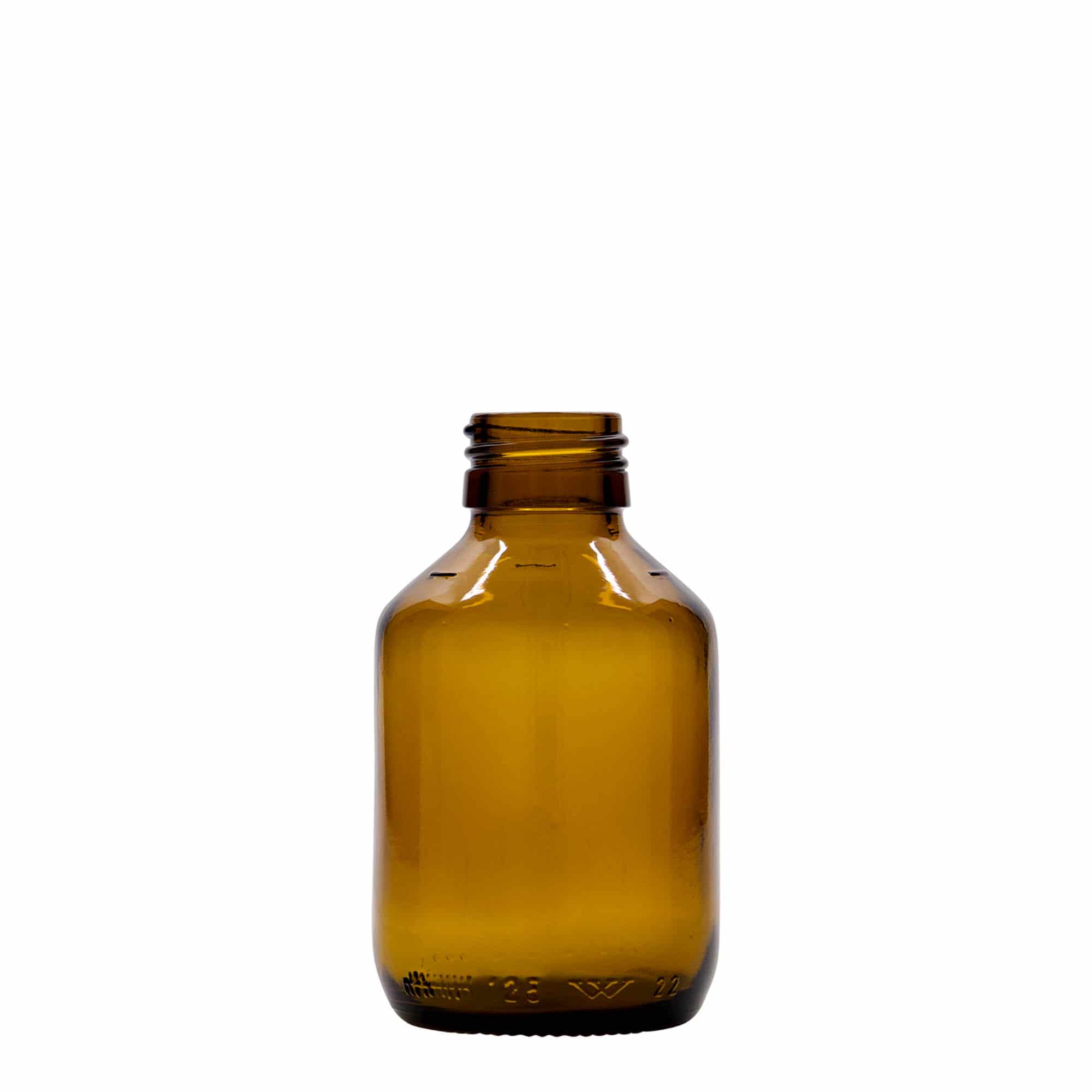 Μπουκάλι φαρμάκου 125 ml, καφέ, γυάλινο, στόμιο: PP 28