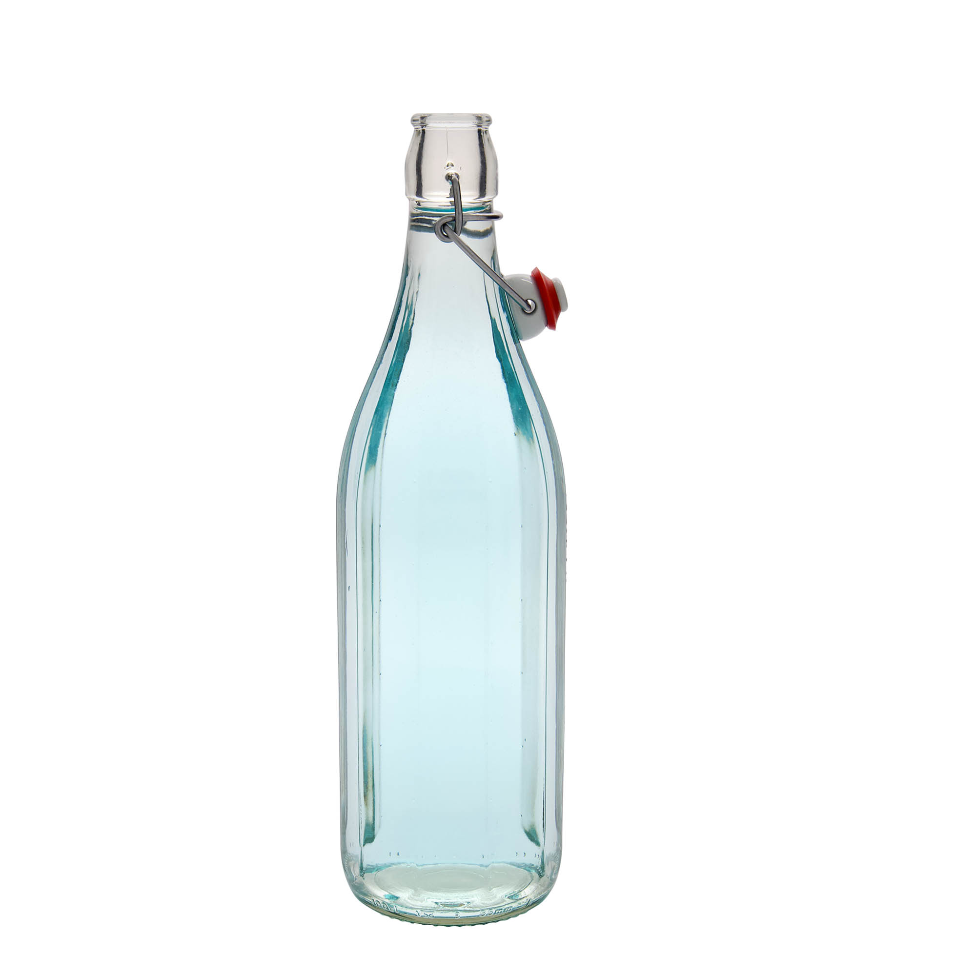 1.000 ml γυάλινο μπουκάλι 'Bravo' #, δεκαγωνικό, στόμιο: κλείσιμο με μπρούτζινο κλιπ