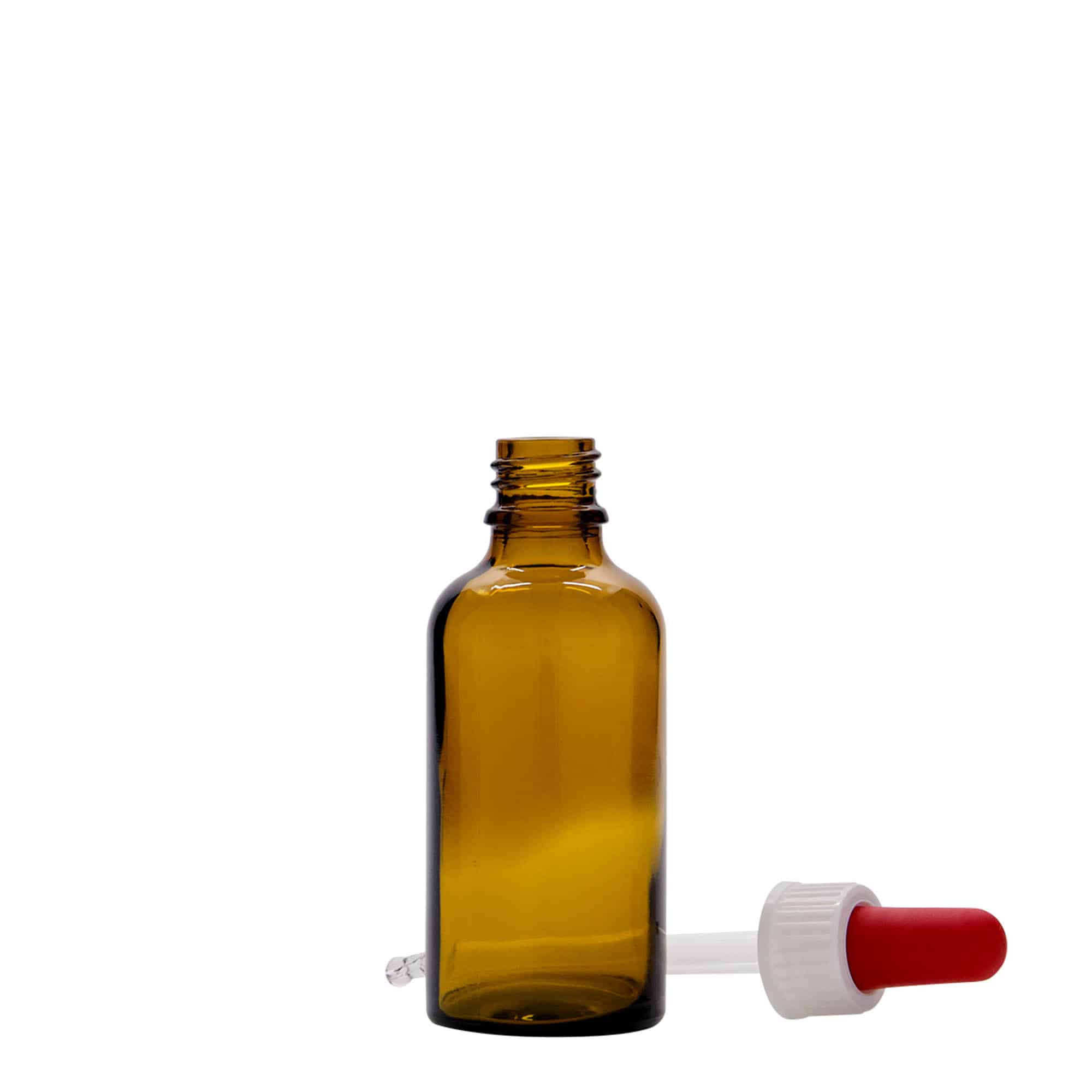 Μπουκάλι φαρμάκου με σταγονόμετρο 50 ml, γυάλινο, καφέ-κόκκινο, στόμιο: DIN 18