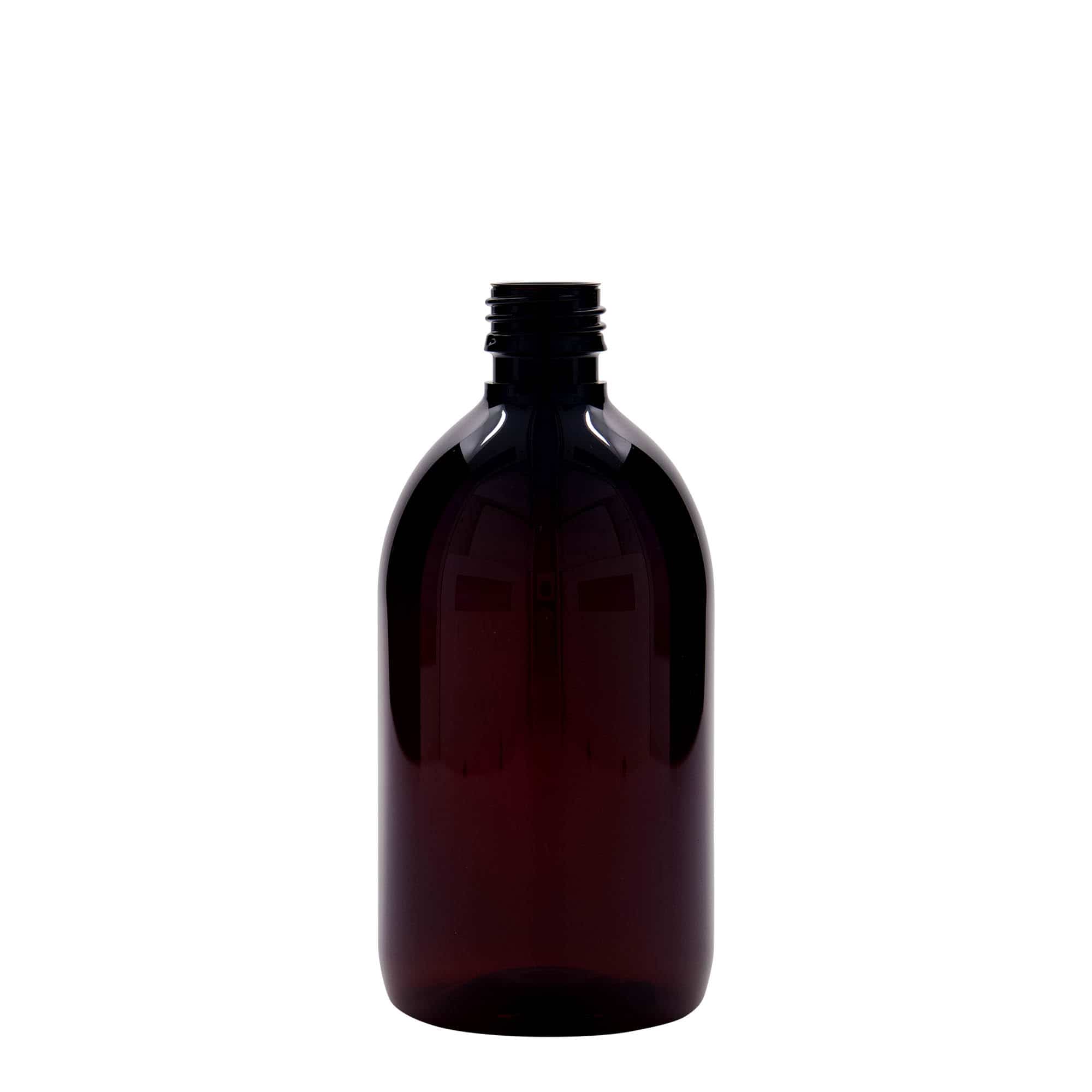 Μπουκάλι φαρμάκου PET 500 ml, καφέ, πλαστικό, στόμιο: PP 28