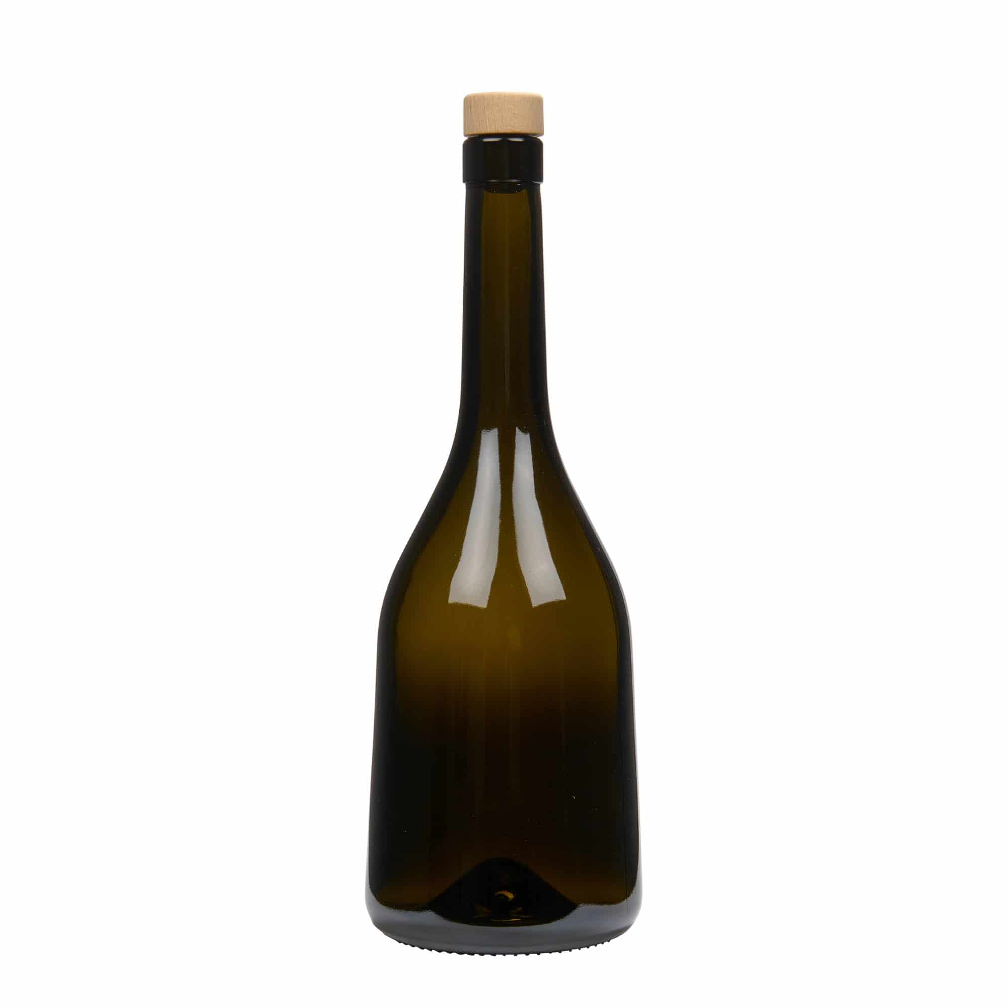 Γυάλινο μπουκάλι 'Rustica' 750 ml, πράσινο αντικέ, στόμιο: φελλός