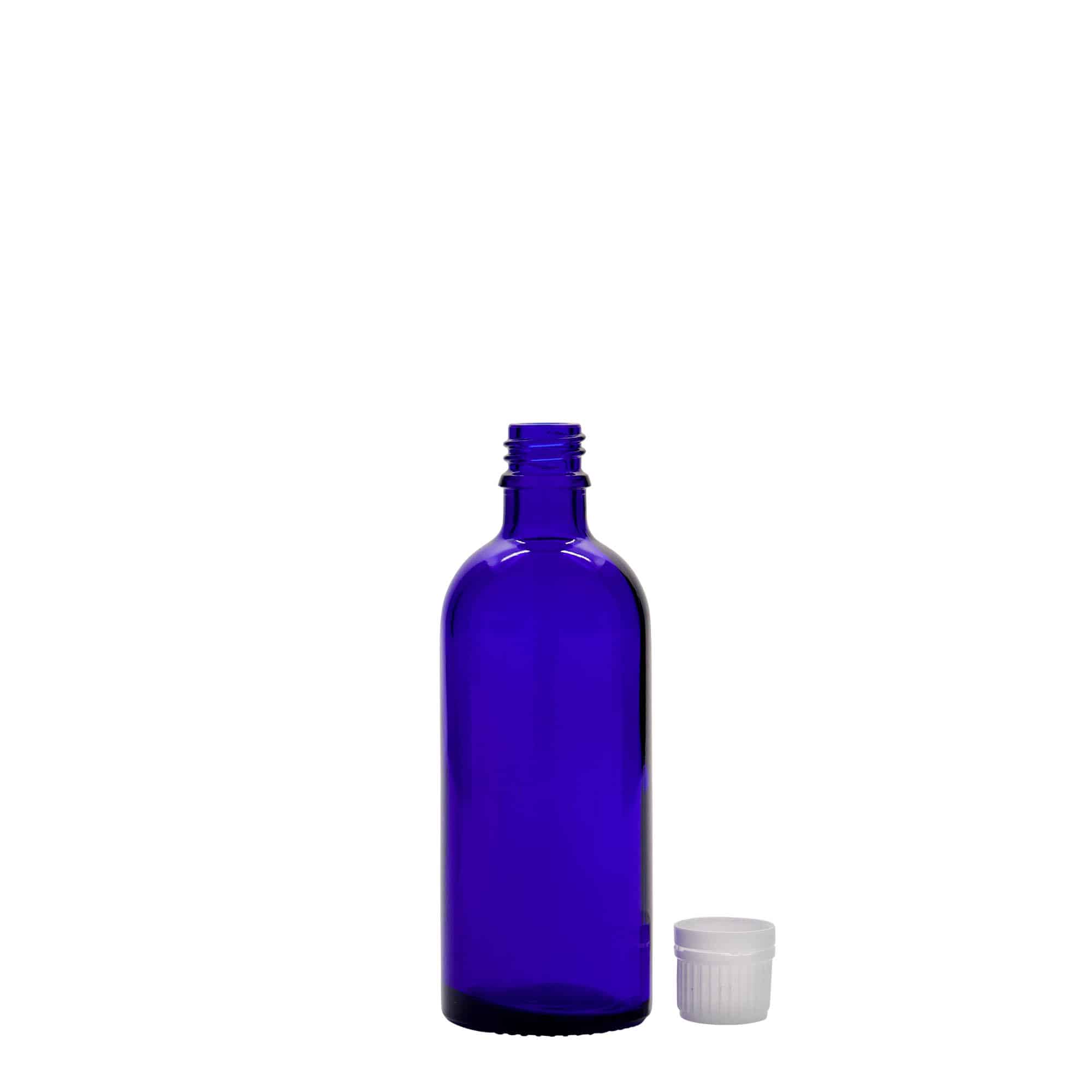 100 ml φιαλίδιο φαρμάκου, γυαλί, βασιλικό μπλε, στόμιο: DIN 18