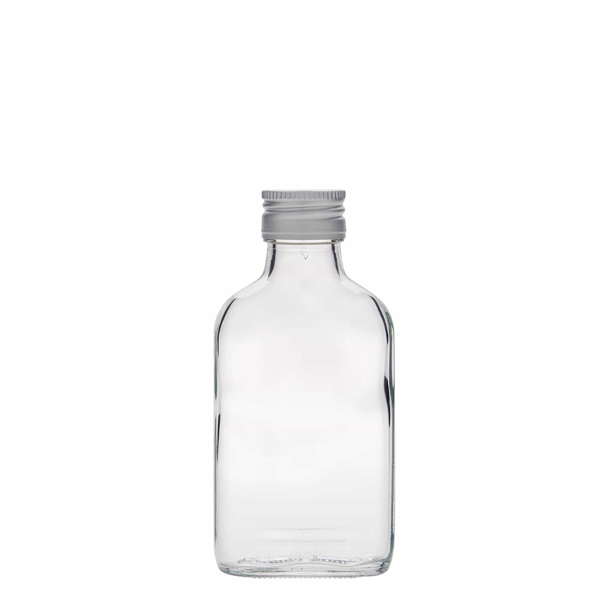 100 ml φιάλη τσέπης, ορθογώνια, γυαλί, στόμιο: PP 28