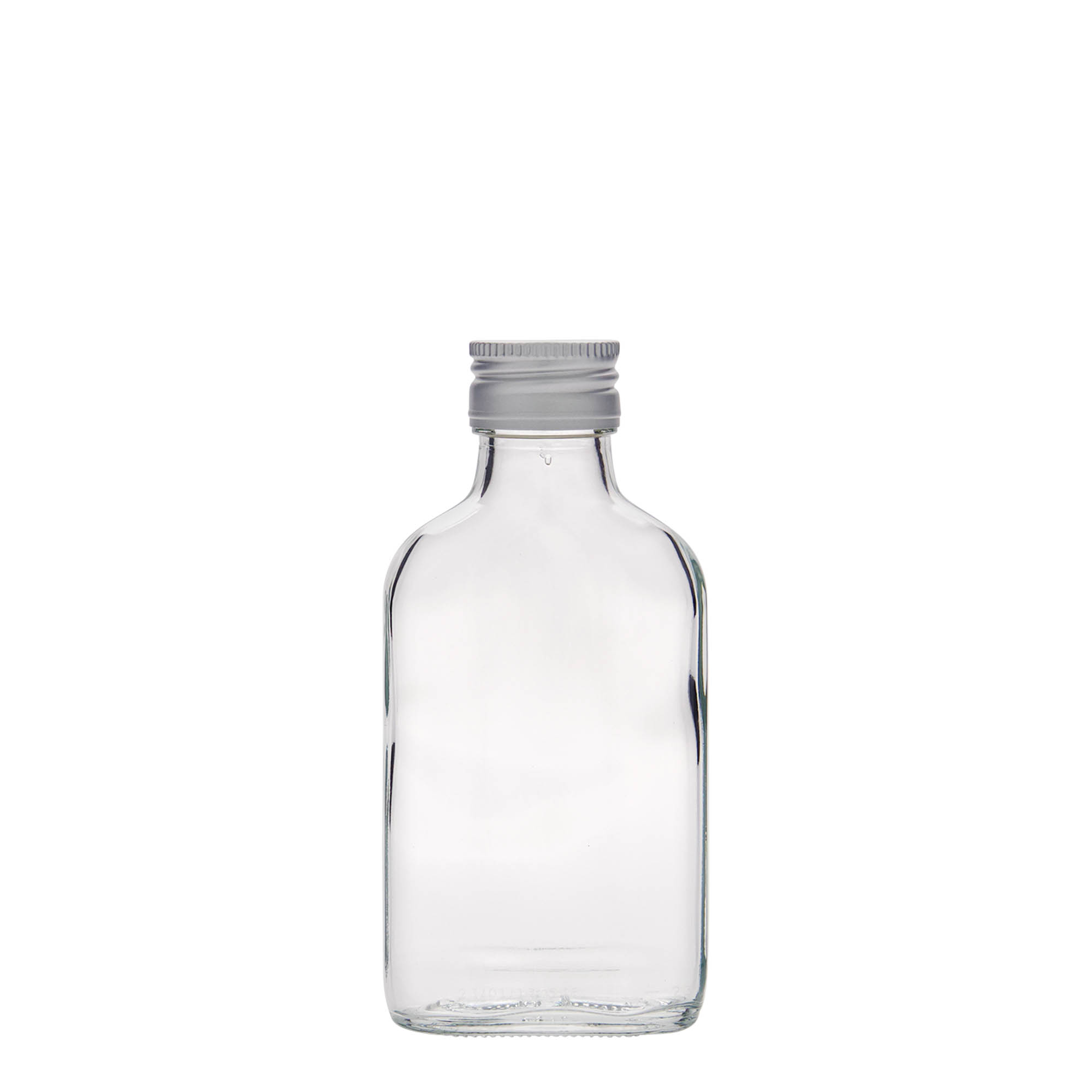 100 ml φιάλη τσέπης, ορθογώνια, γυαλί, στόμιο: PP 28 100 ml φιάλη τσέπης, ορθογώνια, γυαλί, στόμιο: PP 28