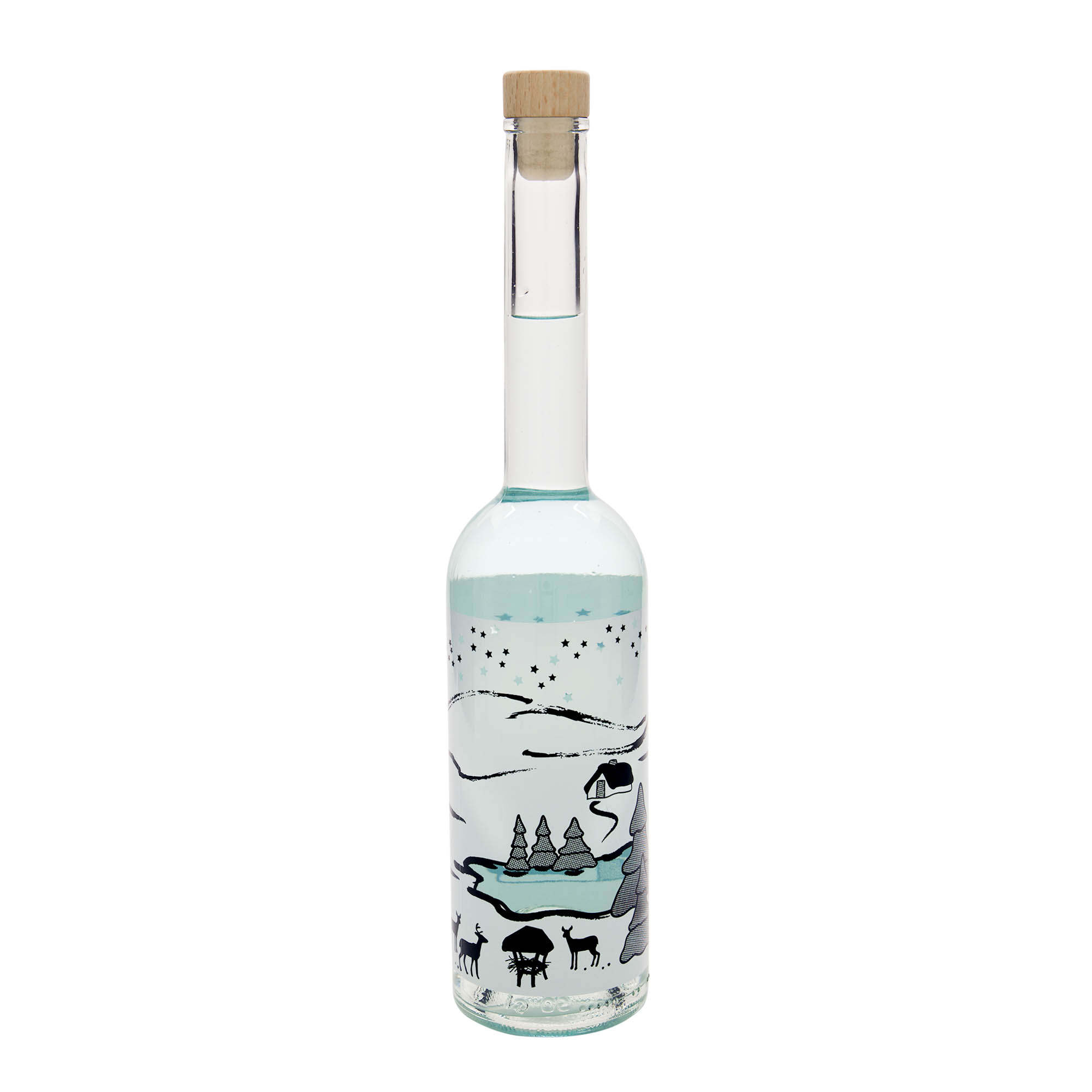 500 ml γυάλινο μπουκάλι 'Opera', σχέδιο: Wintertraum-Bianco, στόμιο: φελλός