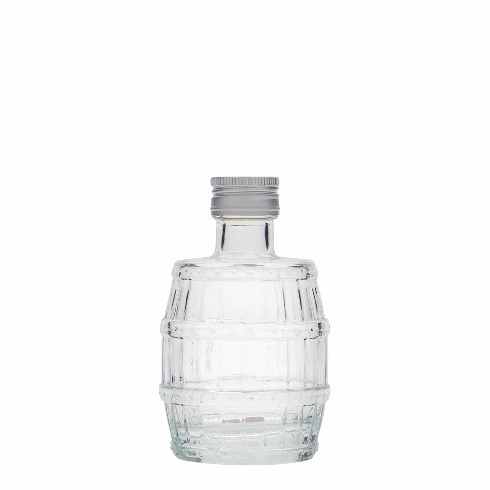 100 ml γυάλινο μπουκάλι 'βαρέλι', στόμιο: PP 24 100 ml γυάλινο μπουκάλι 'βαρέλι', στόμιο: PP 24