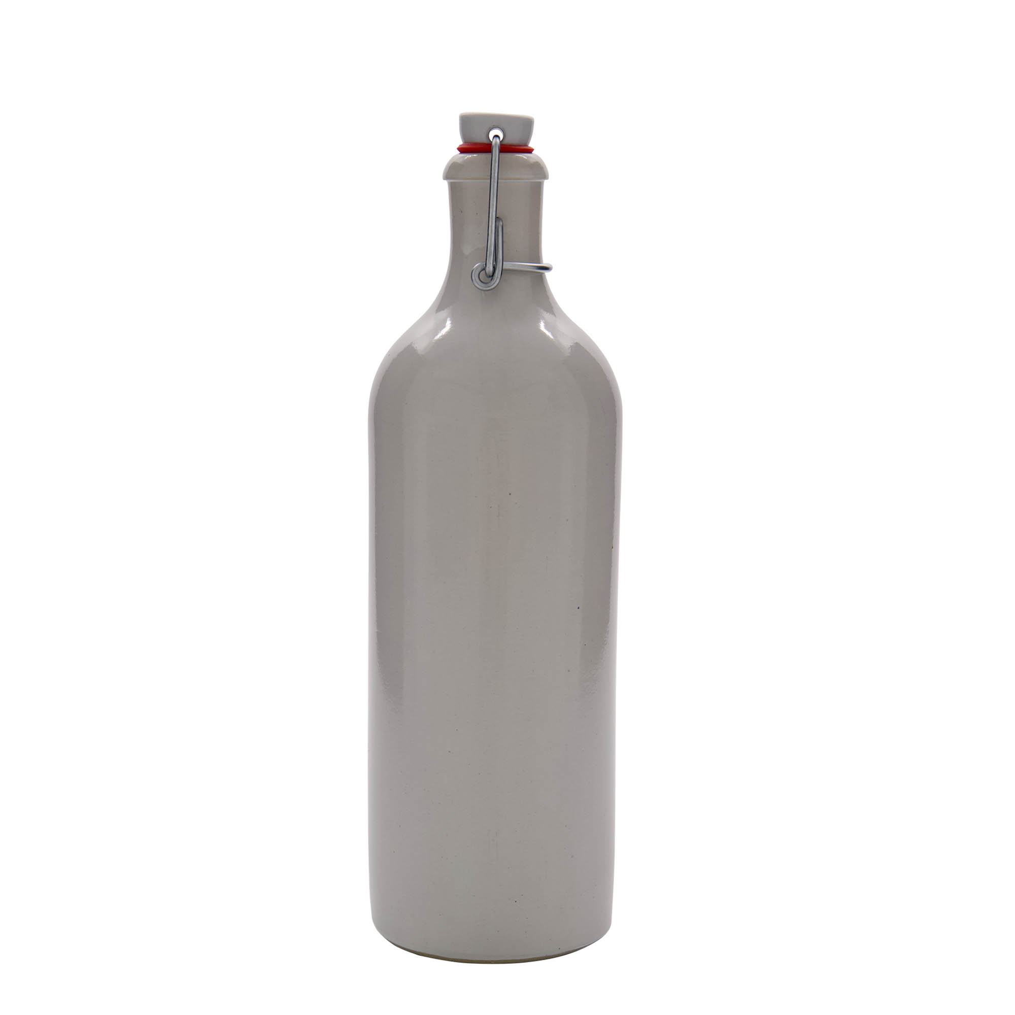 750 ml πιθάρι από πέτρινο σκεύος, λευκό, στόμιο: κλείσιμο με μεταλλικό κρίκο