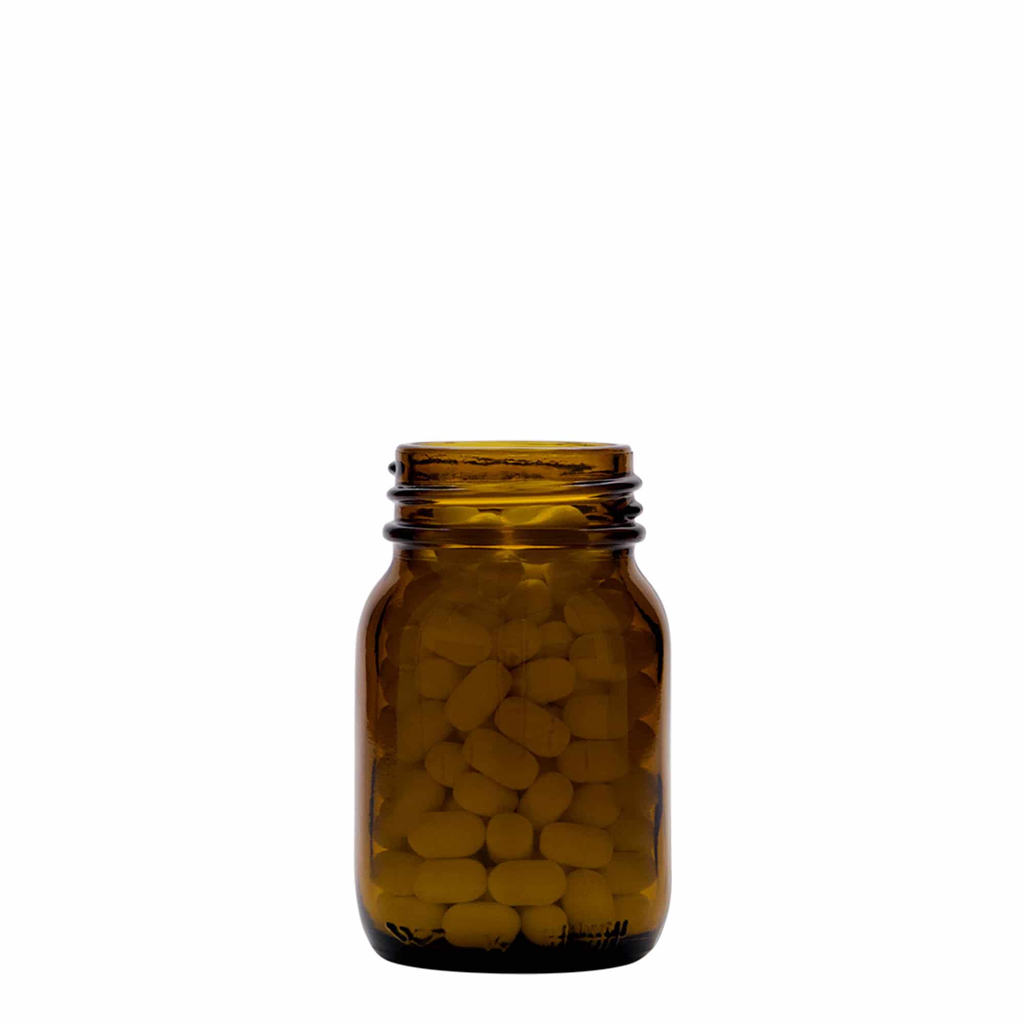 75 ml γυάλινο βάζο με φαρδύ λαιμό, καφέ, στόμιο: DIN 40 75 ml γυάλινο βάζο με φαρδύ λαιμό, καφέ, στόμιο: DIN 40
