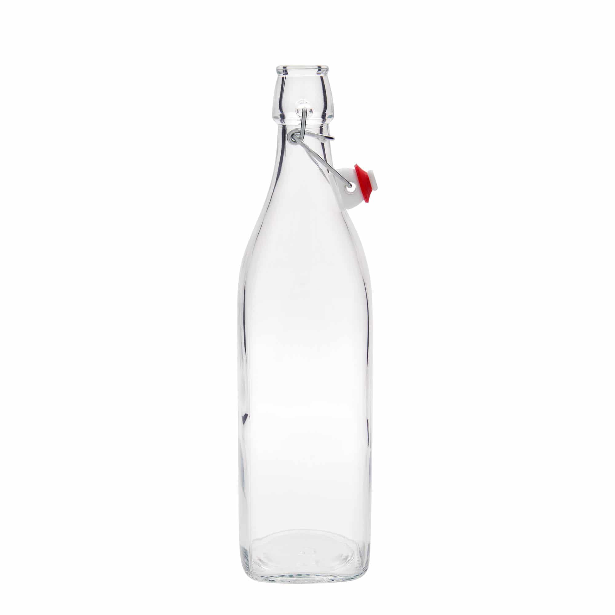 1.000 ml γυάλινο μπουκάλι 'Swing, τετράγωνο, στόμιο: κλείσιμο με μανταλάκι 1.000 ml γυάλινο μπουκάλι 'Swing, τετράγωνο, στόμιο: κλείσιμο με μανταλάκι
