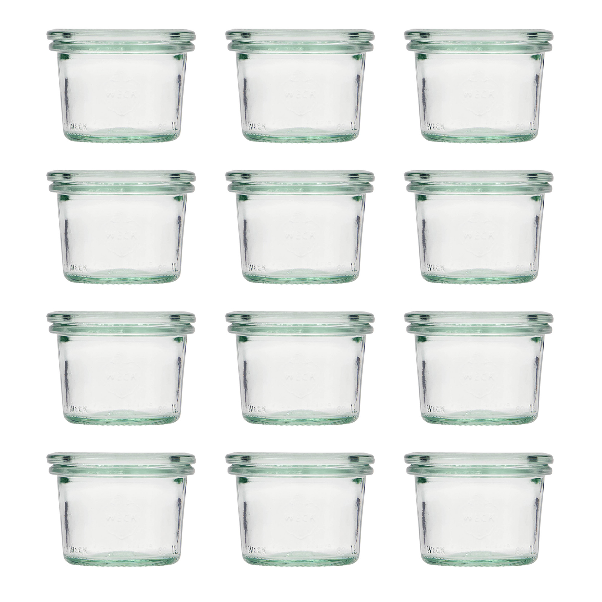 12x Κυλινδρικό βάζο WECK 80 ml με γυάλινο καπάκι RR 60