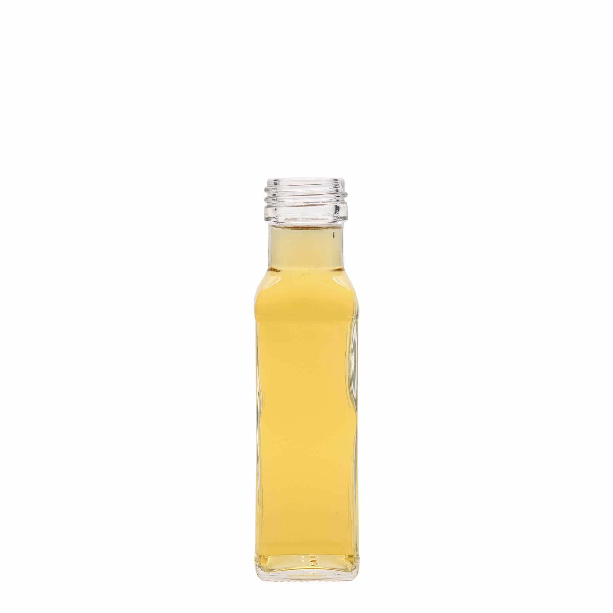 100 ml γυάλινο μπουκάλι 'Marasca', τετράγωνο, στόμιο: PP 31,5