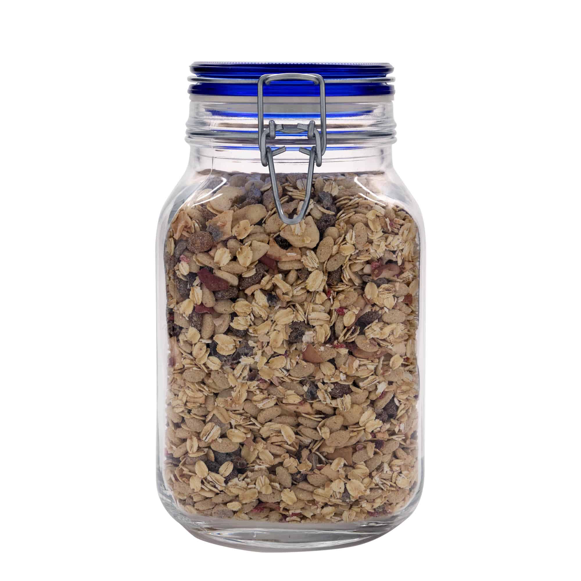 2.000 ml βάζο με σύρμα 'Fido' με μπλε καπάκι, τετράγωνο, στόμιο: κλείσιμο με σύρμα 2.000 ml βάζο με σύρμα 'Fido' με μπλε καπάκι, τετράγωνο, στόμιο: κλείσιμο με σύρμα