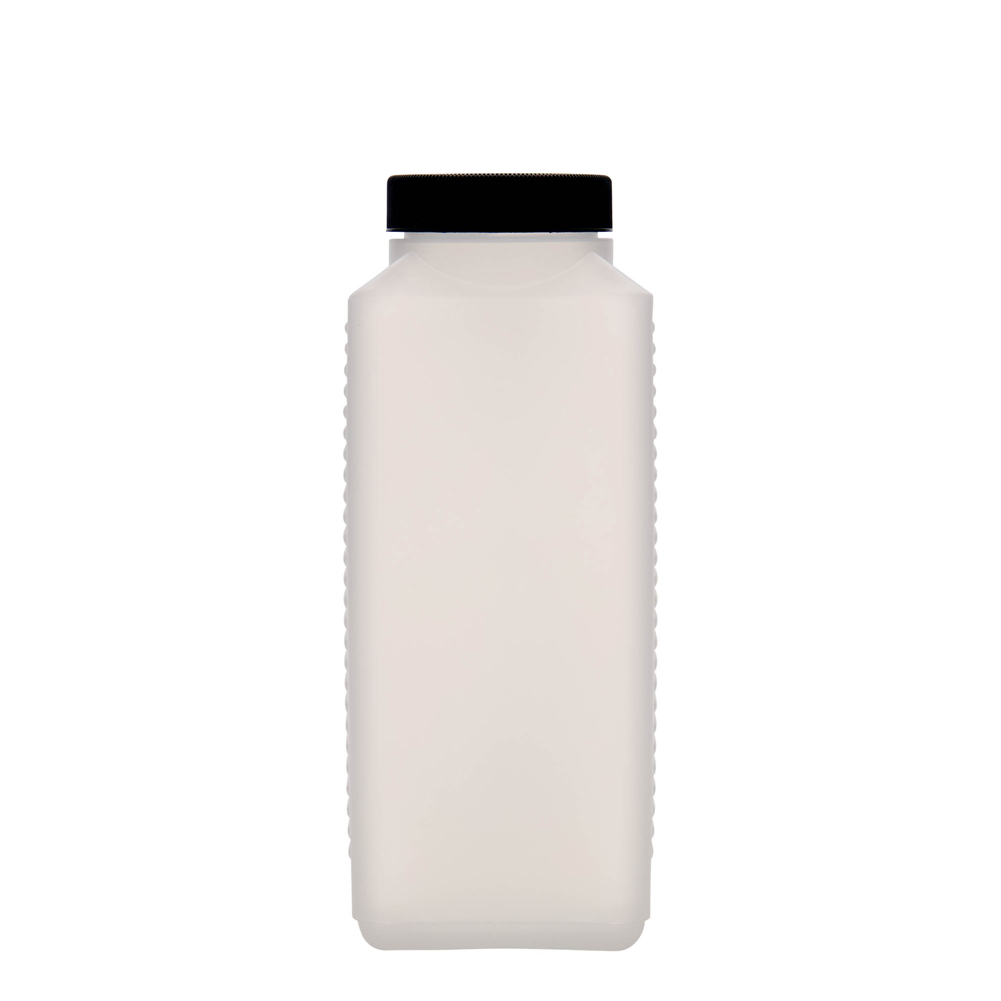 1.000 ml φιάλη με φαρδύ λαιμό, ορθογώνια, πλαστικό HDPE, φυσικό, στόμιο: DIN 60 EPE