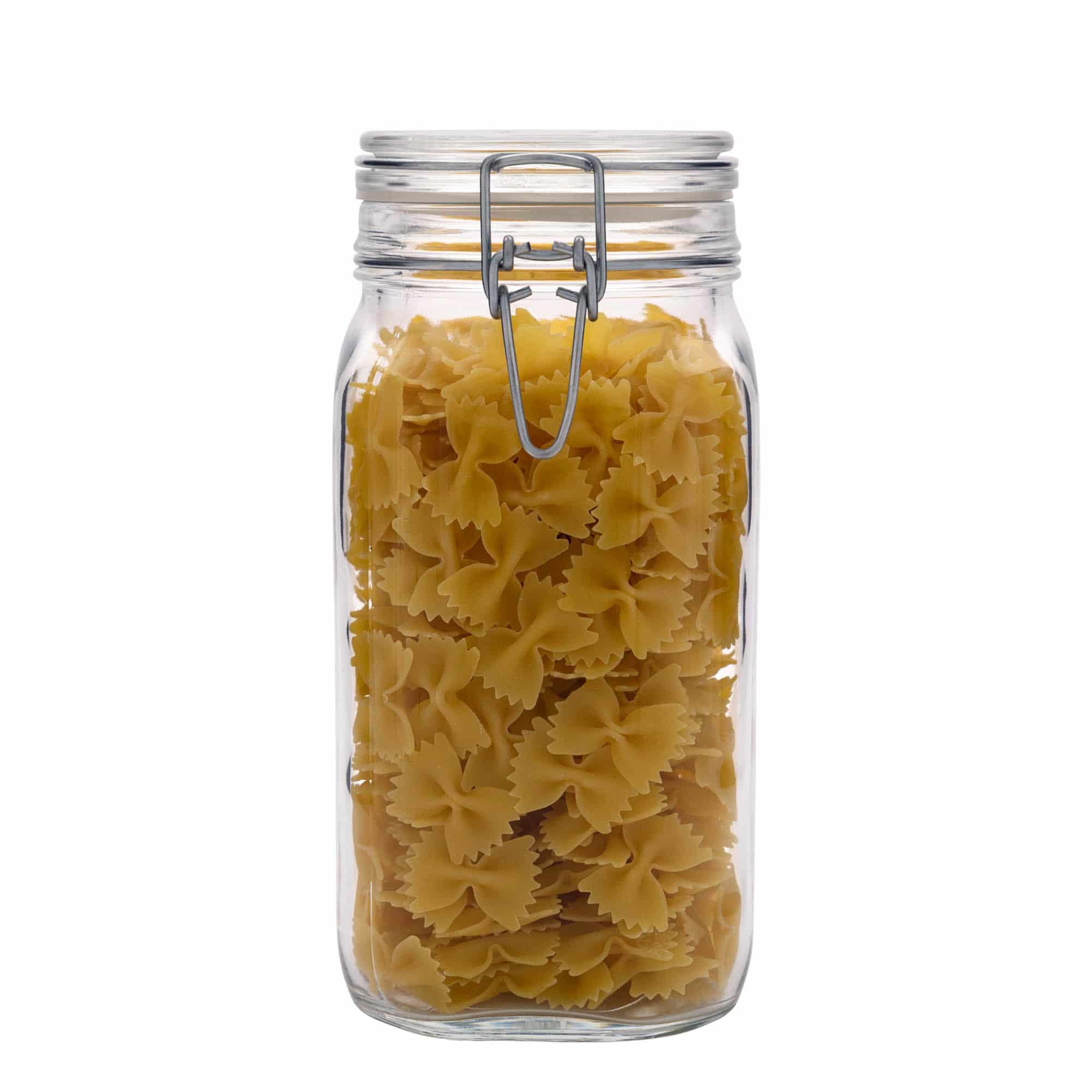 1.500 ml γυάλινο βάζο με σύρμα κλεισίματος 'Fido', τετράγωνο, στόμιο: κλείσιμο με σύρμα
