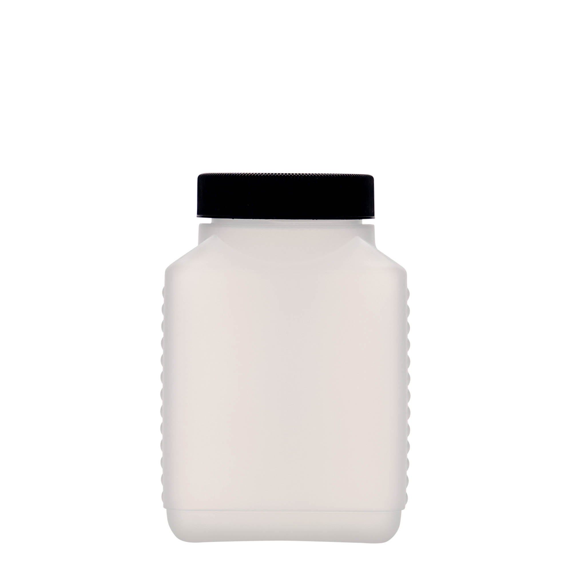 500 ml φιάλη με φαρδύ λαιμό, ορθογώνια, πλαστικό HDPE, φυσικό, στόμιο: DIN 60 EPE