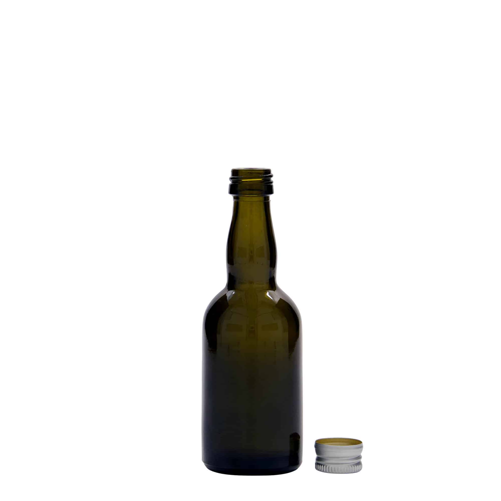 Γυάλινο μπουκάλι 'Proba' 50 ml, πράσινο αντικέ, στόμιο: PP 18