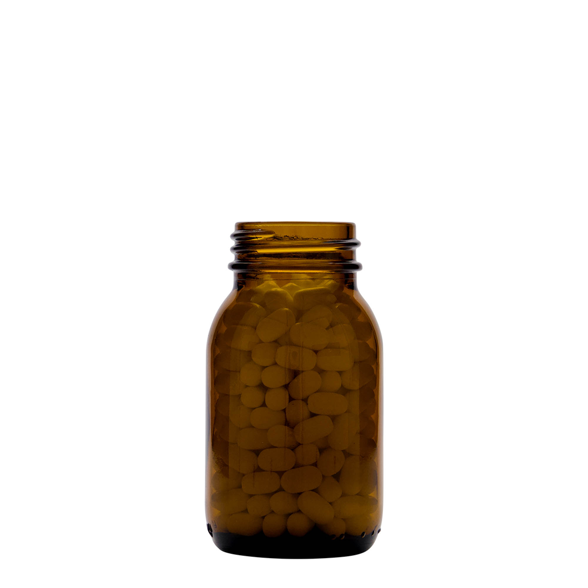 125 ml γυάλινο βάζο με φαρδύ λαιμό, καφέ, στόμιο: DIN 40 125 ml γυάλινο βάζο με φαρδύ λαιμό, καφέ, στόμιο: DIN 40