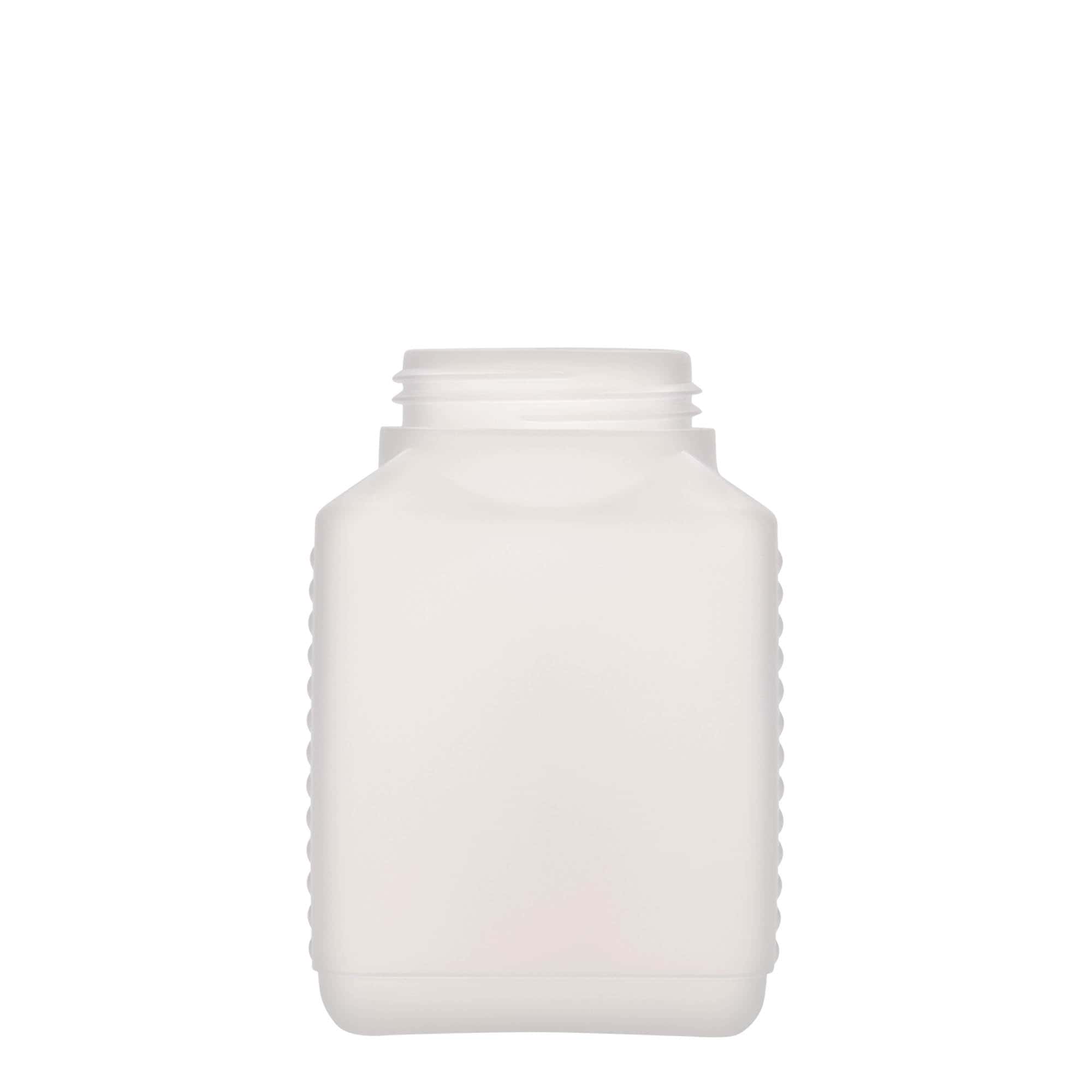 Μπουκάλι με φαρδύ λαιμό 500 ml, ορθογώνιο, πλαστικό HDPE, φυσικό χρώμα, στόμιο: DIN 60 EPE