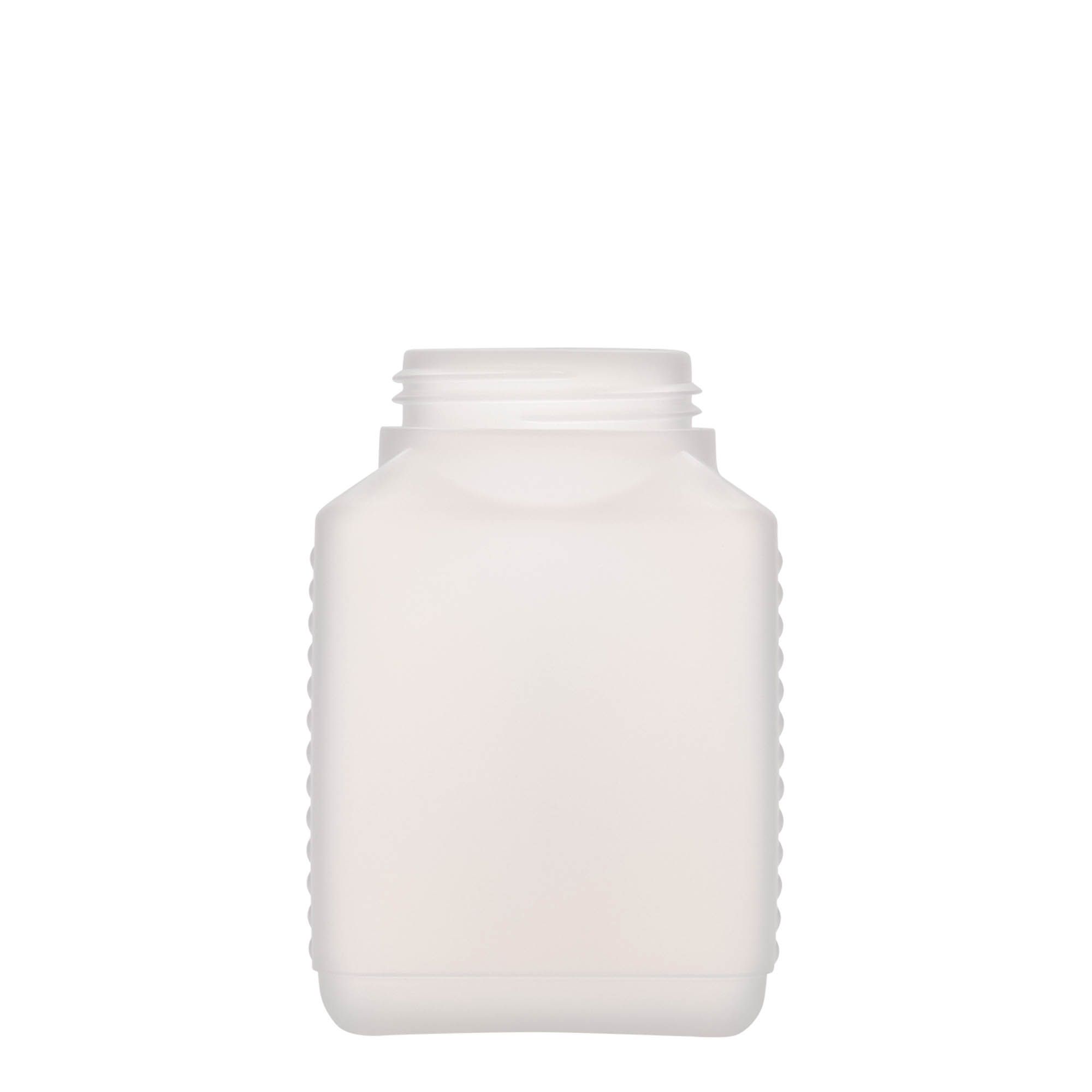 500 ml φιάλη με φαρδύ λαιμό, ορθογώνια, πλαστικό HDPE, φυσικό, στόμιο: DIN 60 EPE