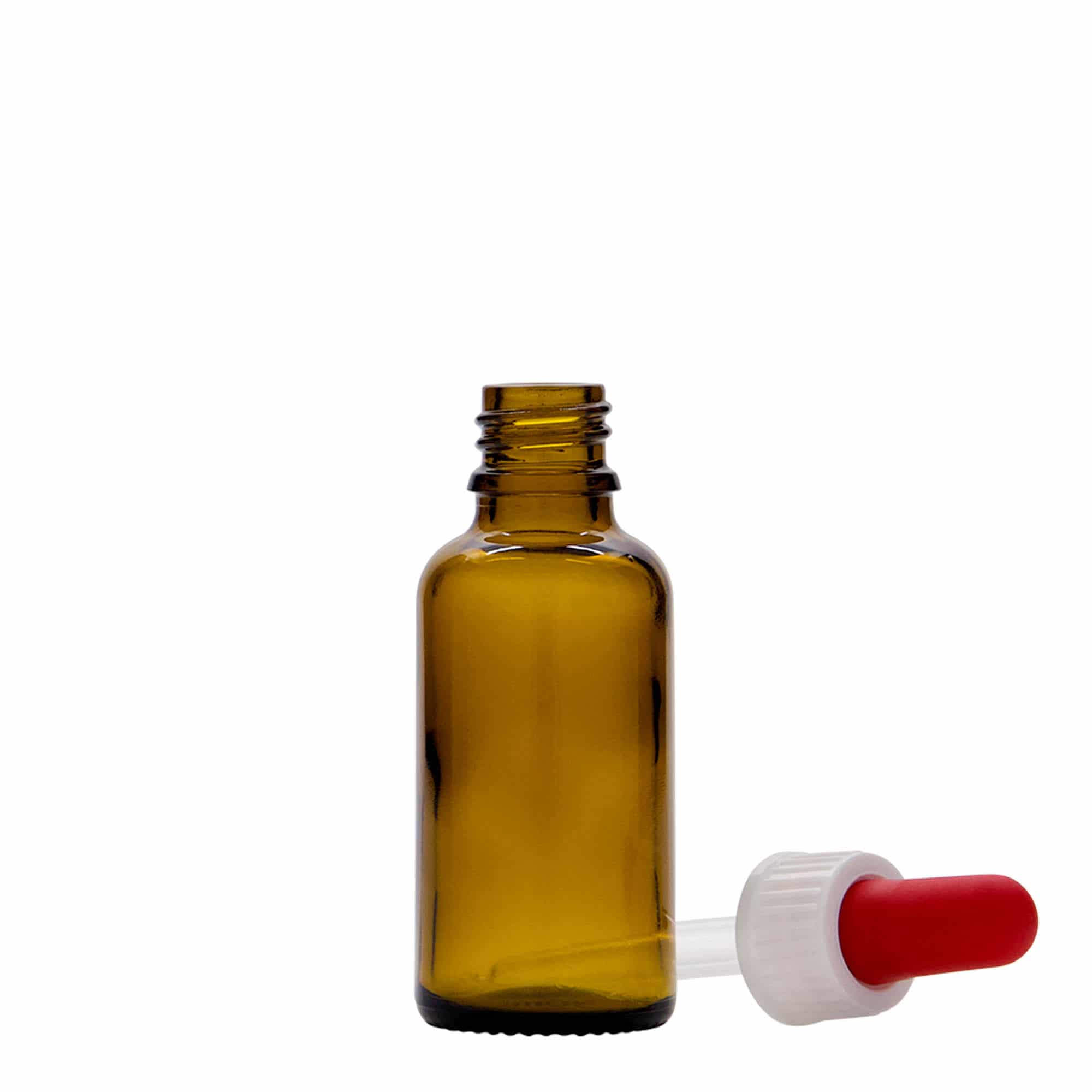 30 ml φιαλίδιο με σταγονόμετρο, ιατρικό, γυάλινο, καφέ, στόμιο: DIN 18