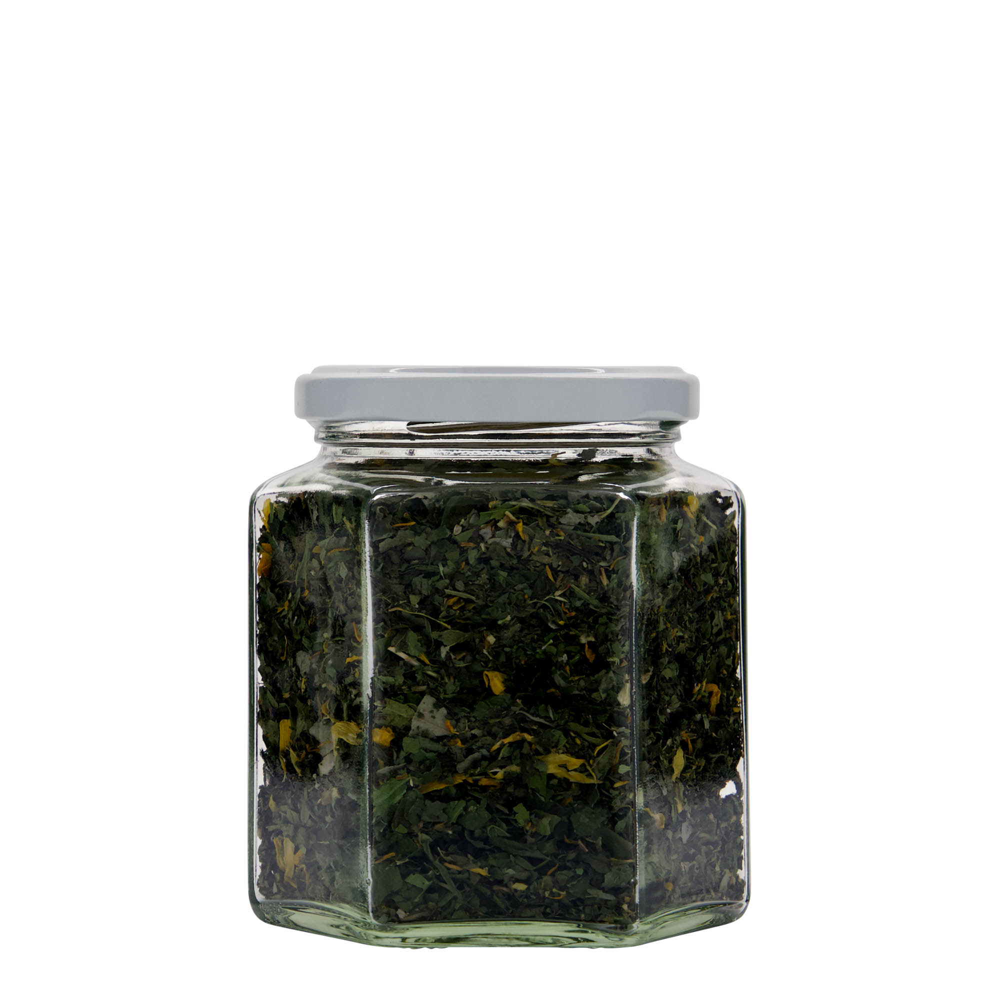 390 ml εξαγωνικό γυάλινο δοχείο, στόμιο: Twist-Off (TO 70)