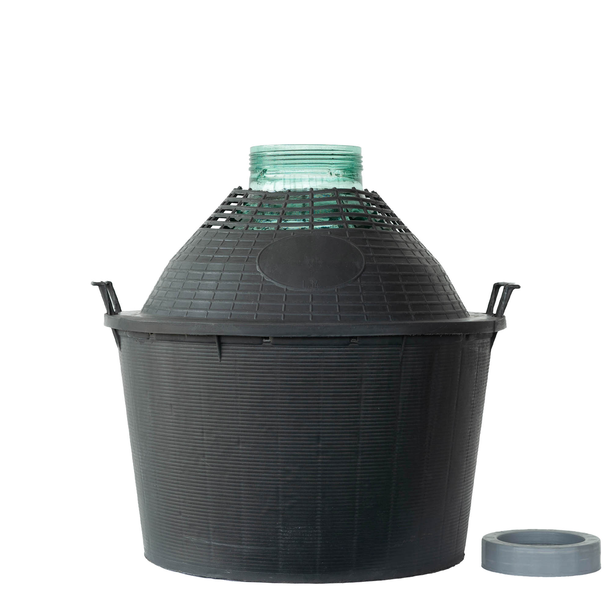 34 l φιάλη μπαλόνι με φαρδύ λαιμό, γυαλί, στόμιο: βιδωτό καπάκι