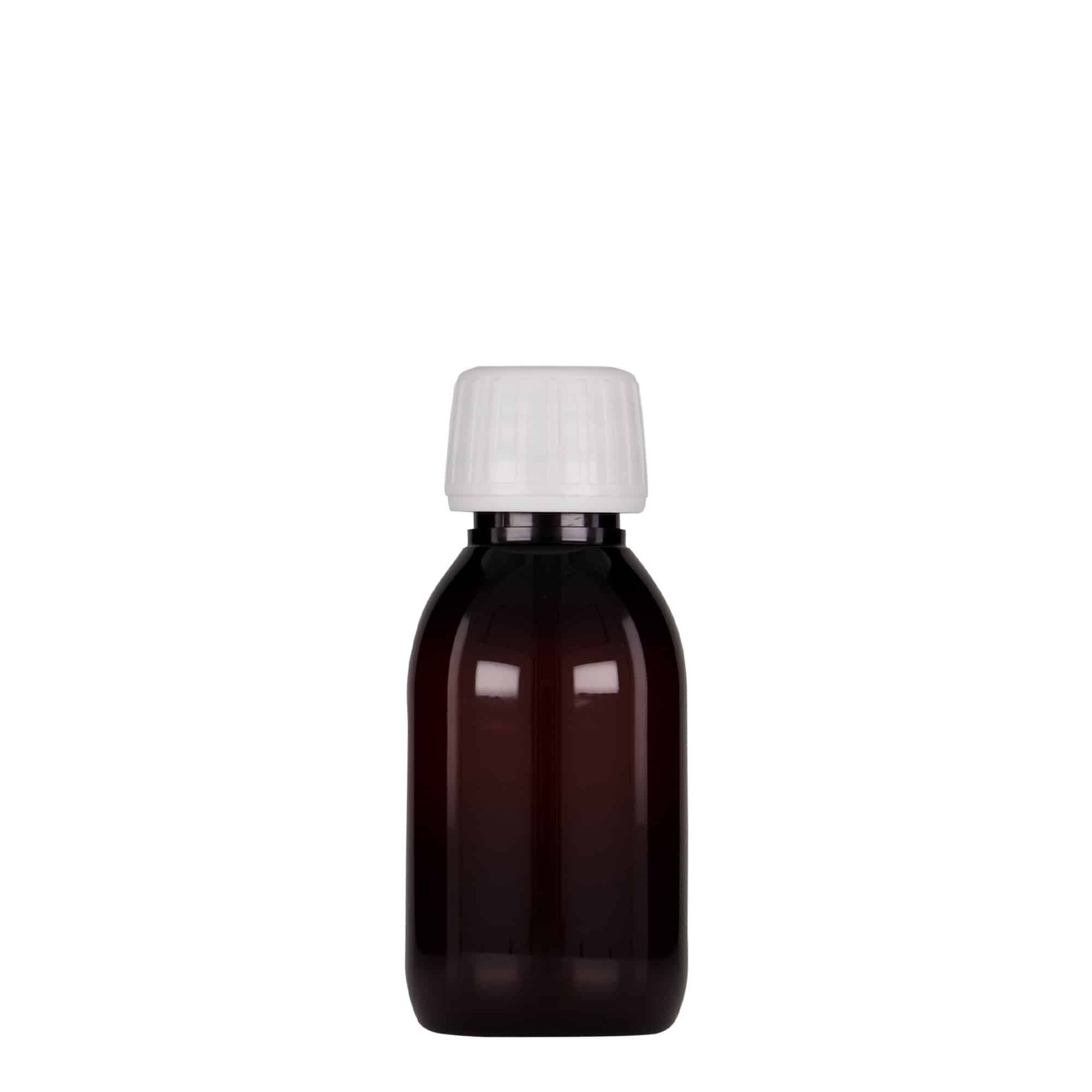 100 ml φιαλίδιο PET για ιατρική χρήση, καφέ, πλαστικό, στόμιο: PP 28