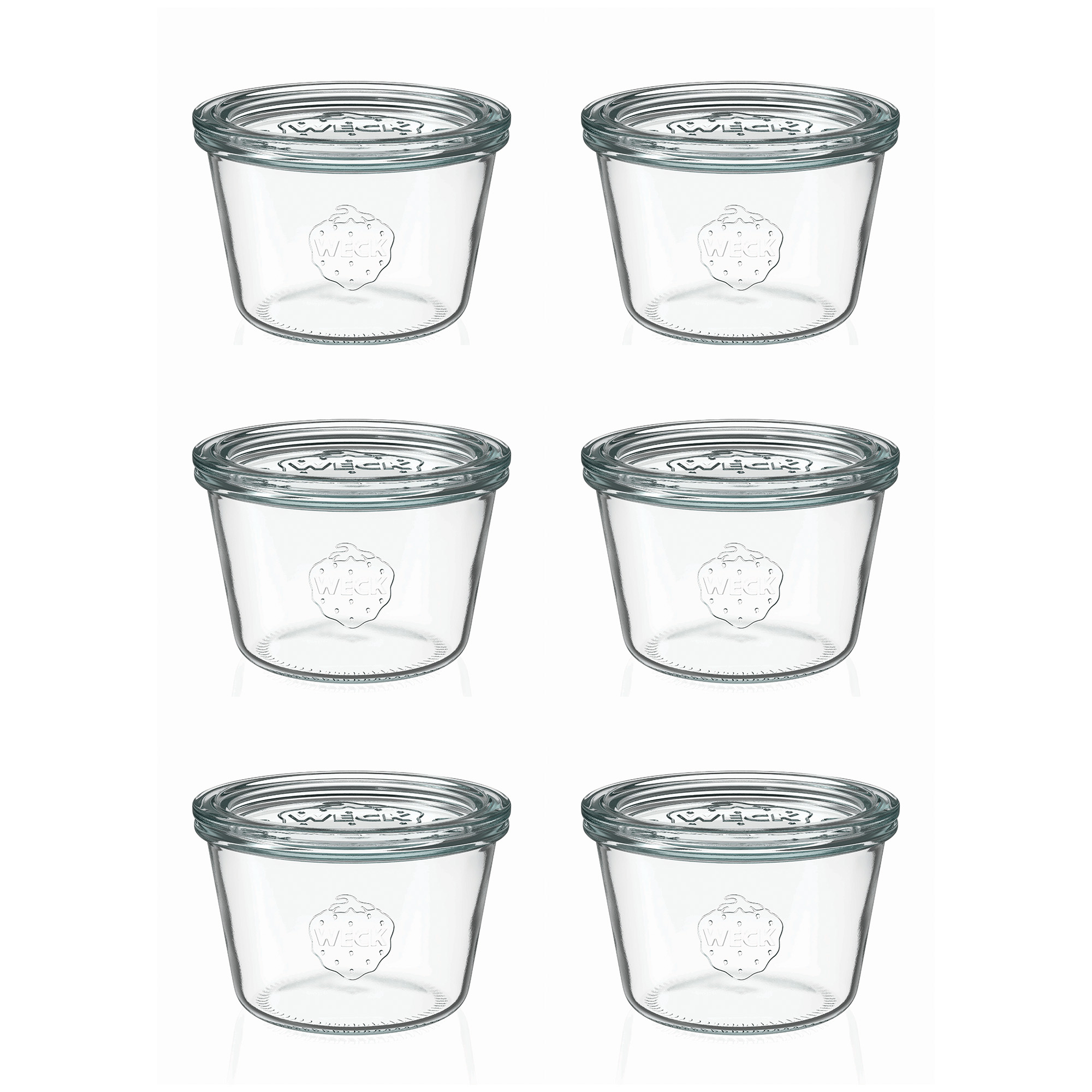 6x Κυλινδρικό βάζο WECK 370 ml με γυάλινο καπάκι RR 100