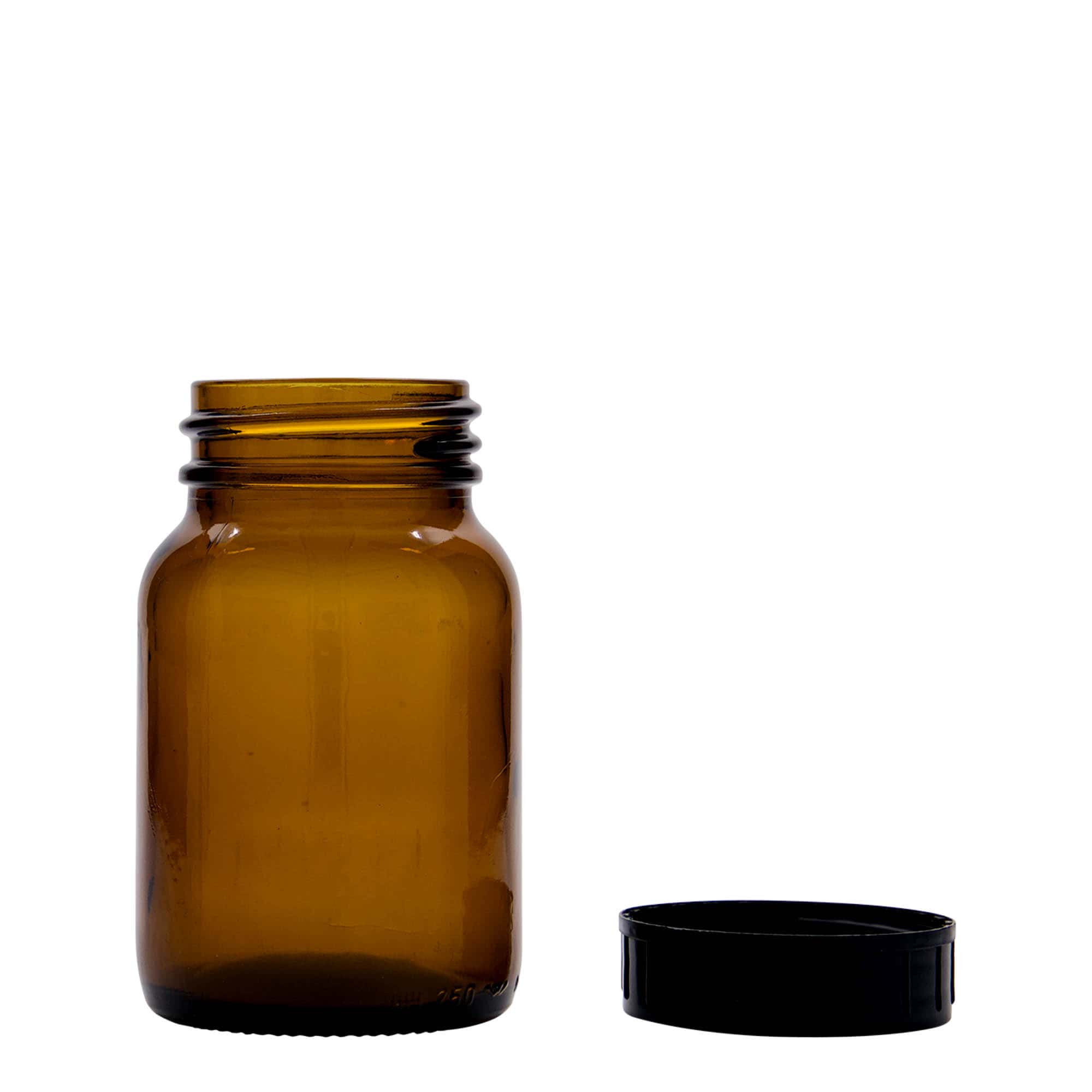 250 ml γυάλινο βάζο με φαρδύ λαιμό, καφέ, στόμιο: DIN 55