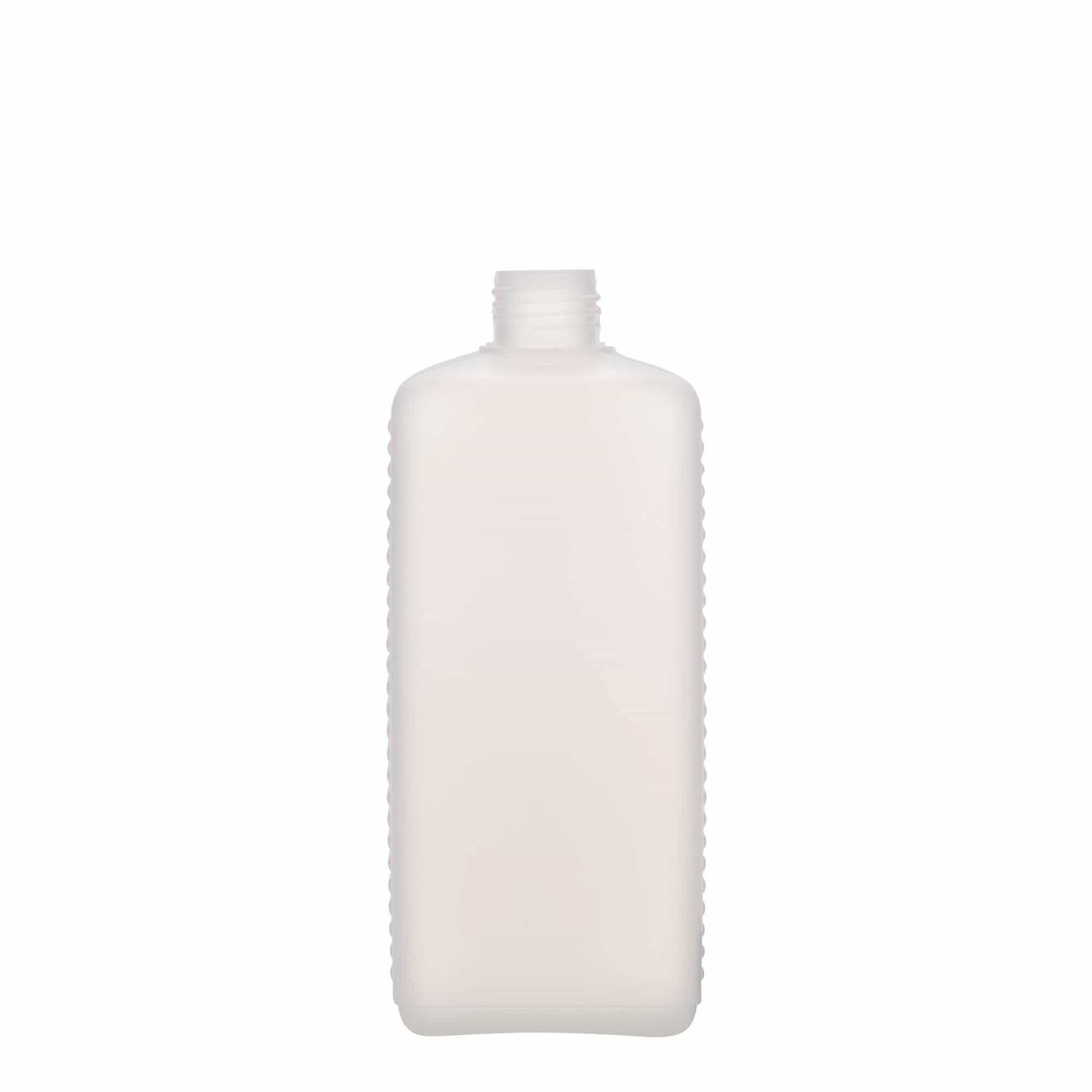 Ορθογώνιο μπουκάλι 500 ml, πλαστικό HDPE, φυσικό χρώμα, στόμιο: DIN 25 EPE