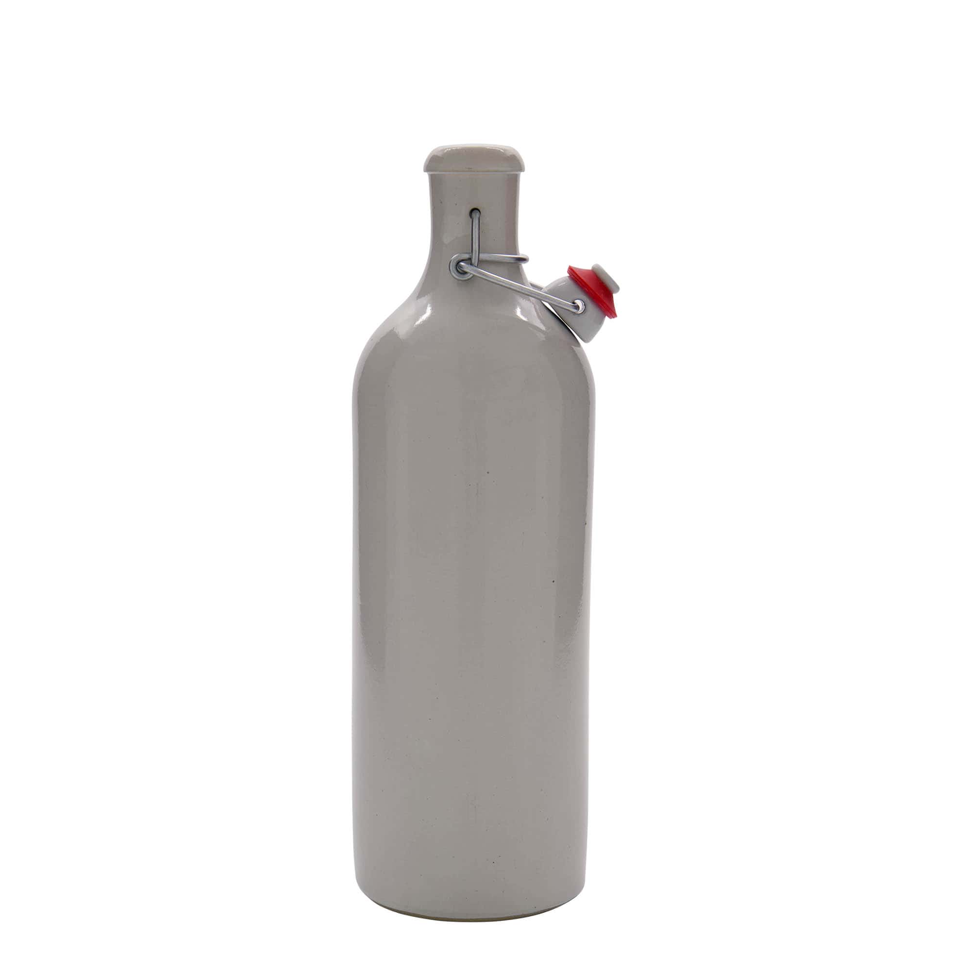 750 ml πιθάρι από πέτρινο σκεύος, λευκό, στόμιο: κλείσιμο με μεταλλικό κρίκο