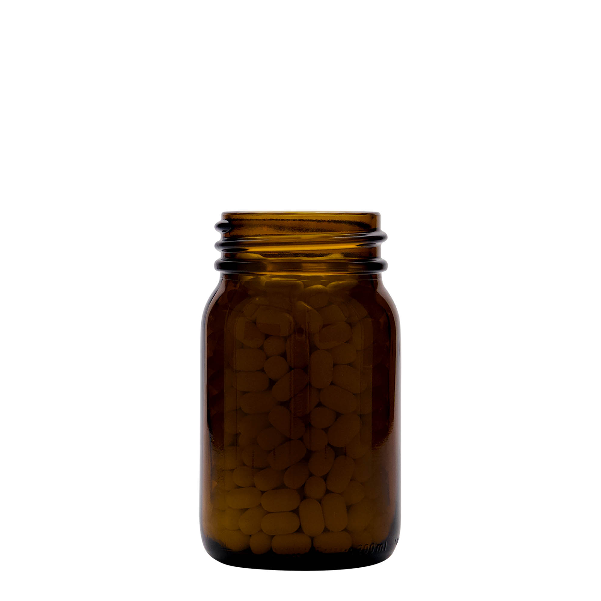 200 ml γυάλινο βάζο με φαρδύ στόμιο, καφέ, άνοιγμα: DIN 55 200 ml γυάλινο βάζο με φαρδύ στόμιο, καφέ, άνοιγμα: DIN 55