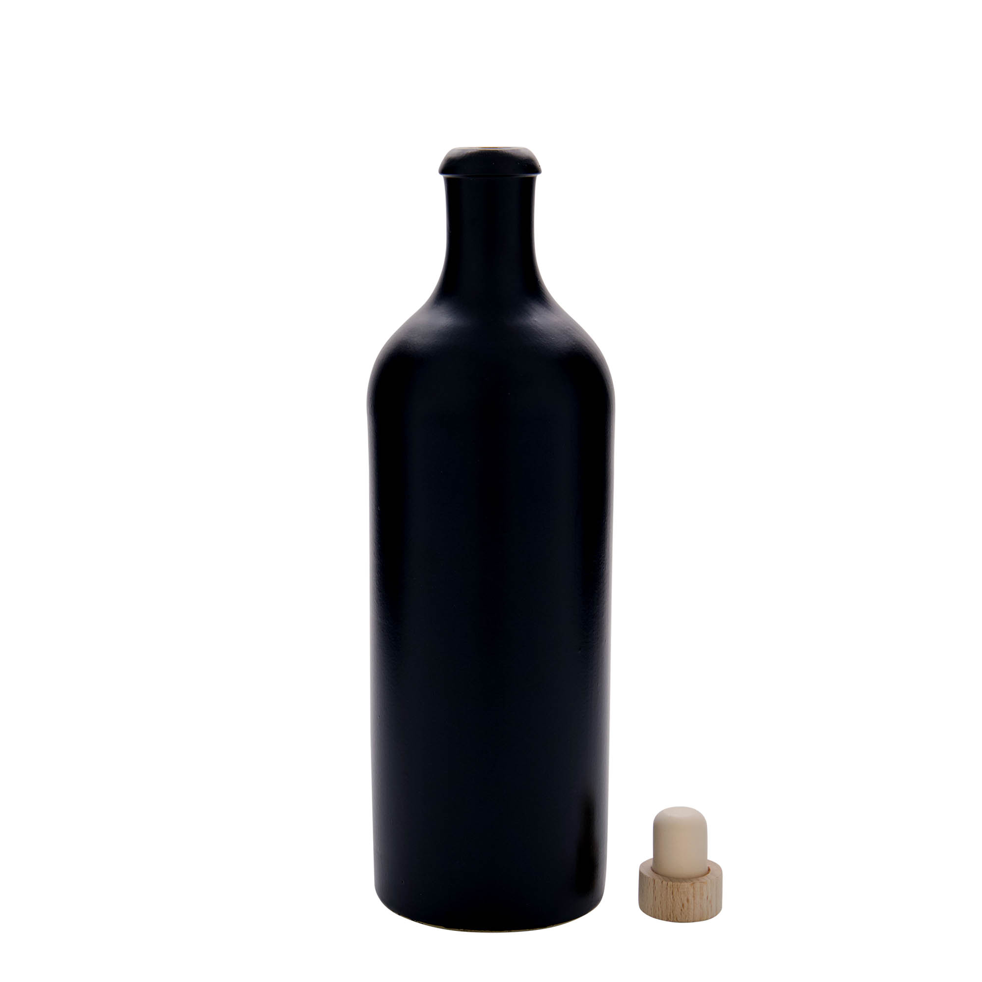 750 ml πιθάρι από πηλό, πέτρινο σκεύος, μαύρο, στόμιο: φελλός