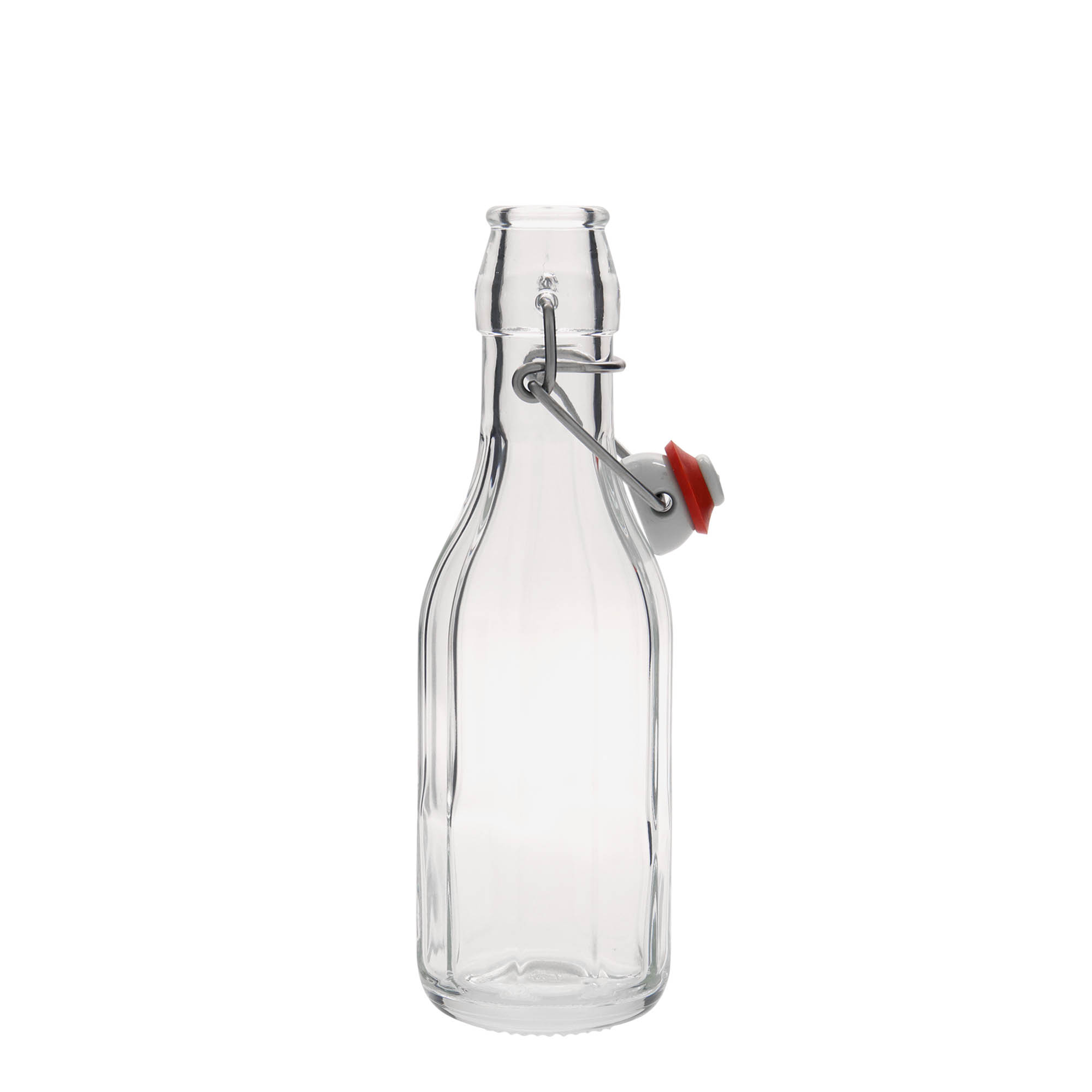 250 ml γυάλινο μπουκάλι 'Bravo', δεκαγωνικό, στόμιο: κλείσιμο με μεταλλικό κλιπ