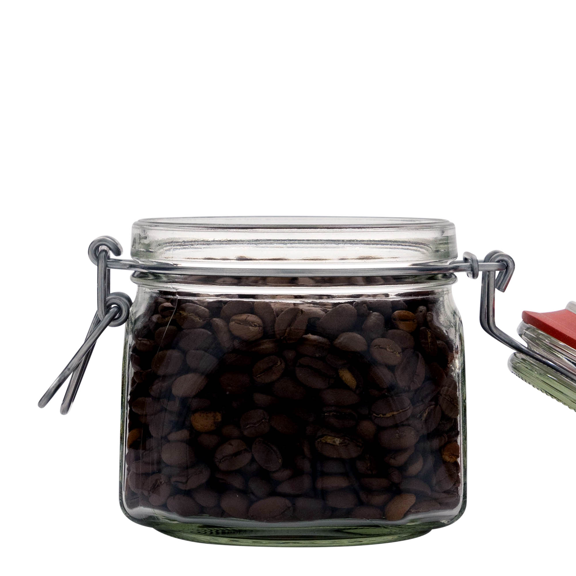630 ml γυάλινο βάζο με μεταλλικό σύρμα, τετράγωνο, στόμιο: κλείσιμο με μεταλλικό σύρμα