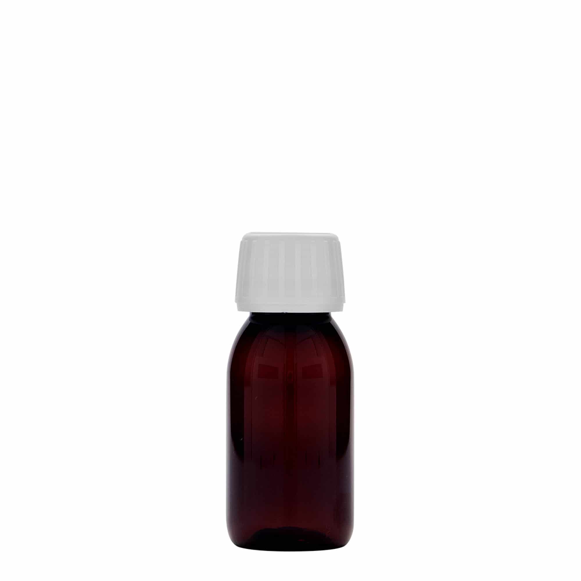 60 ml φιαλίδιο φαρμάκου PET, καφέ, πλαστικό, στόμιο: PP 28