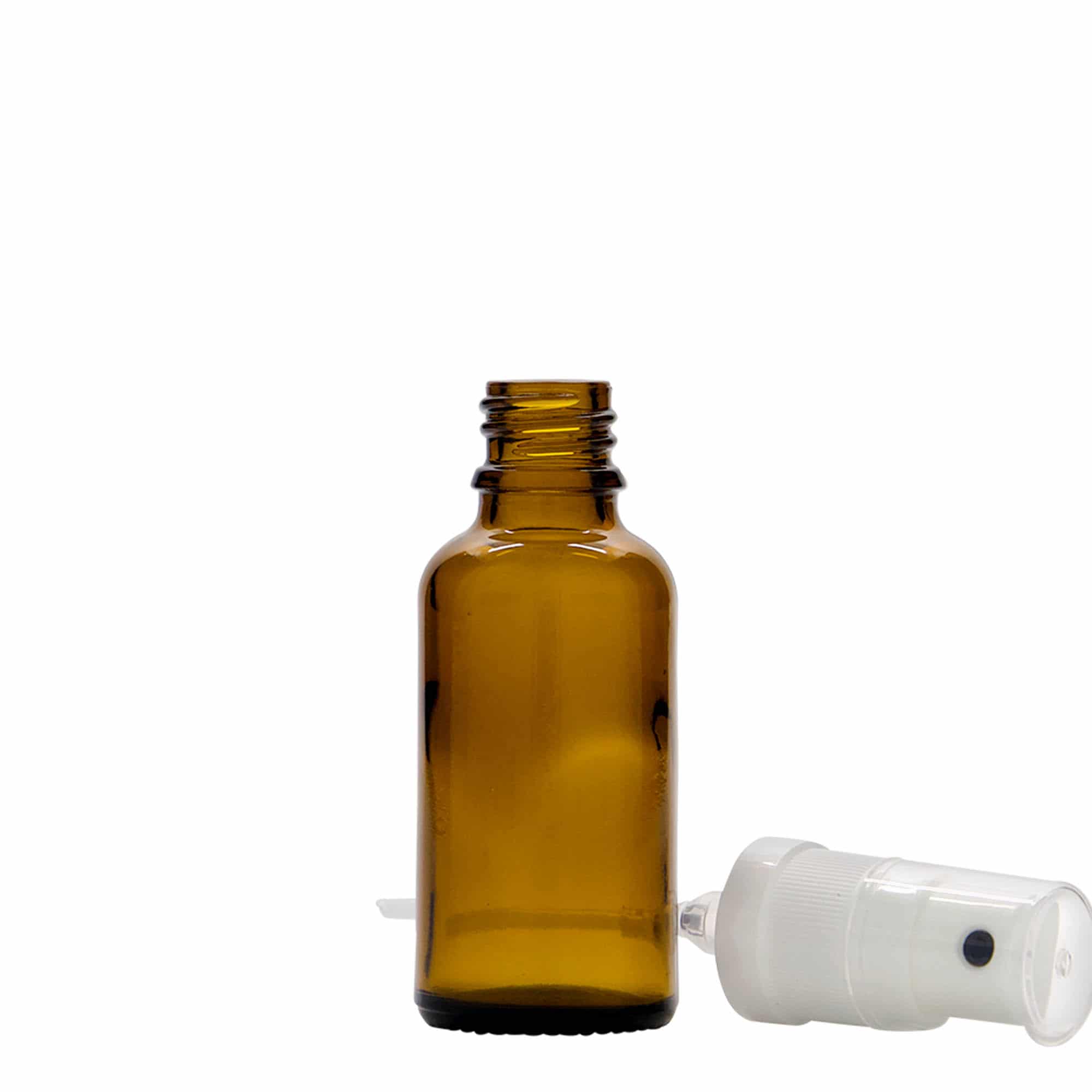 30 ml φιαλίδιο ψεκασμού φαρμάκου, γυάλινο, καφέ, στόμιο: DIN 18