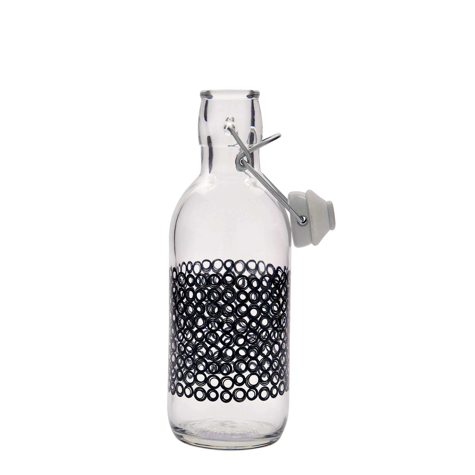 500 ml γυάλινο μπουκάλι 'Emilia', σχέδιο: Circola nero, στόμιο: κλείσιμο με μηχανισμό αρπάγης