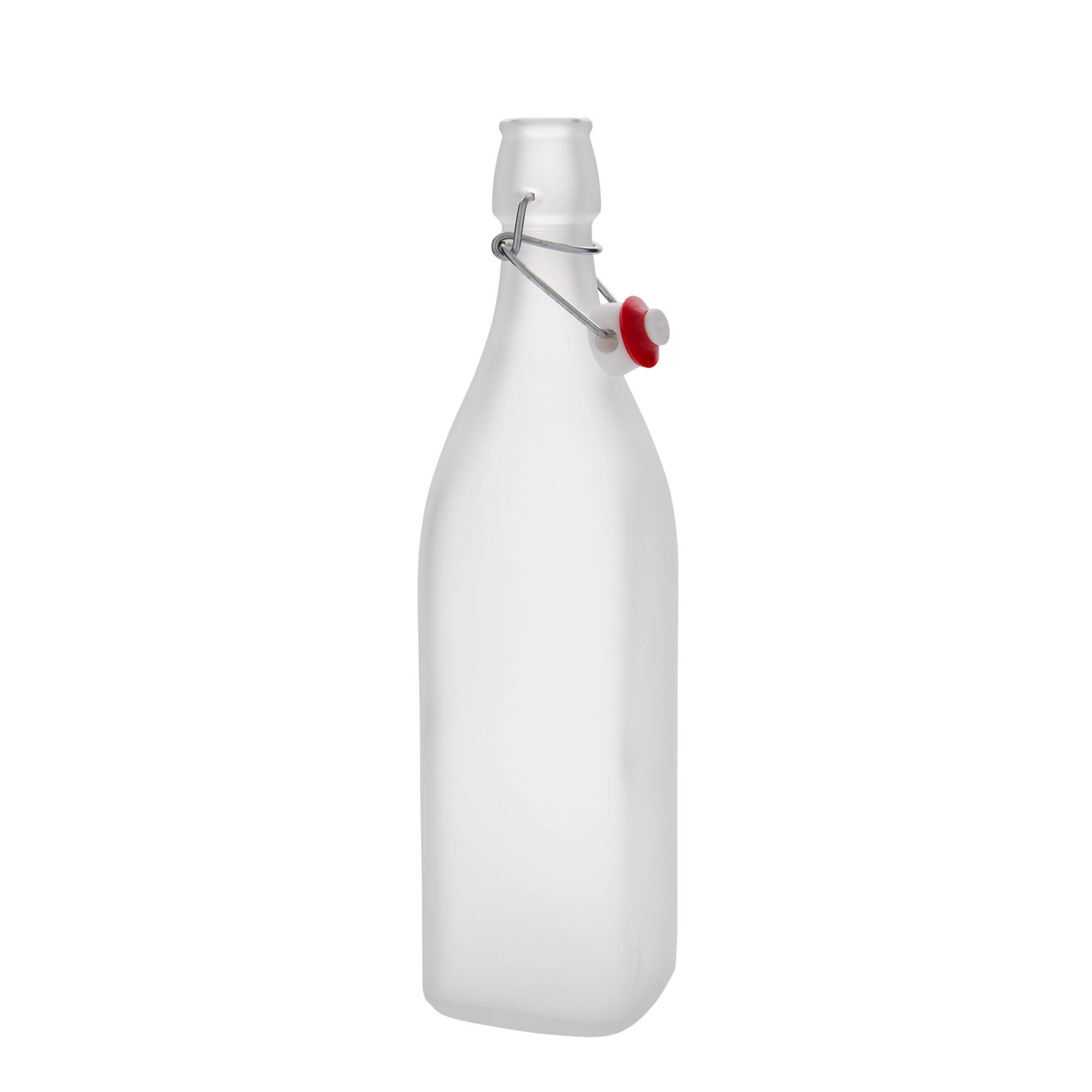 1.000 ml γυάλινο μπουκάλι 'Swing, τετράγωνο, παγωμένο, στόμιο: κλείσιμο με μοχλό