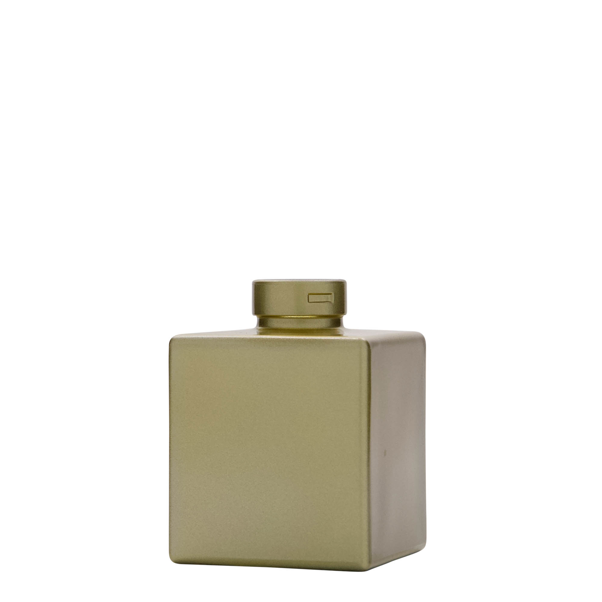 100 ml γυάλινο μπουκάλι 'Cube', τετράγωνο, χρυσό, στόμιο: φελλός
