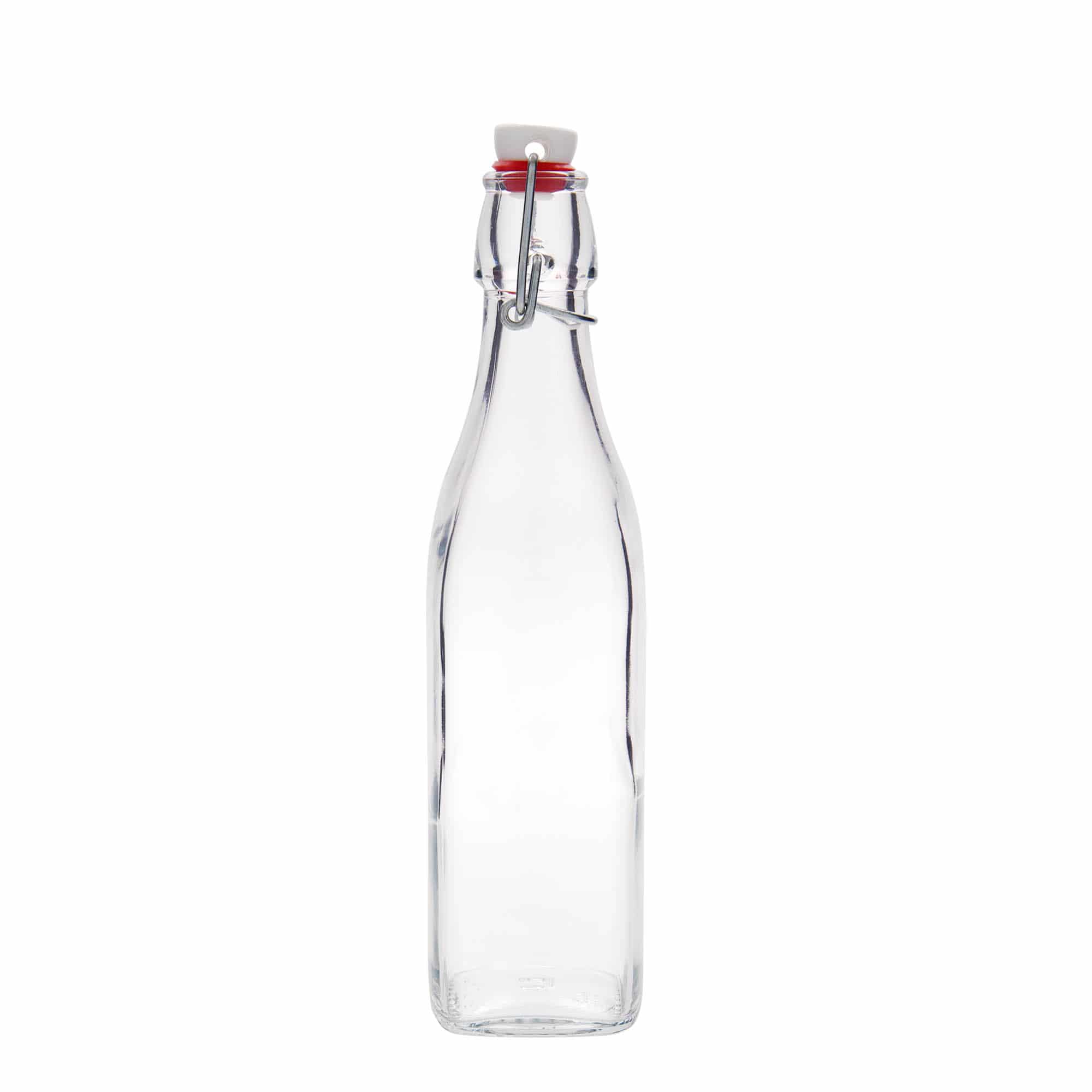 500 ml γυάλινο μπουκάλι 'Swing, τετράγωνο, στόμιο: κλείσιμο με μανταλάκι